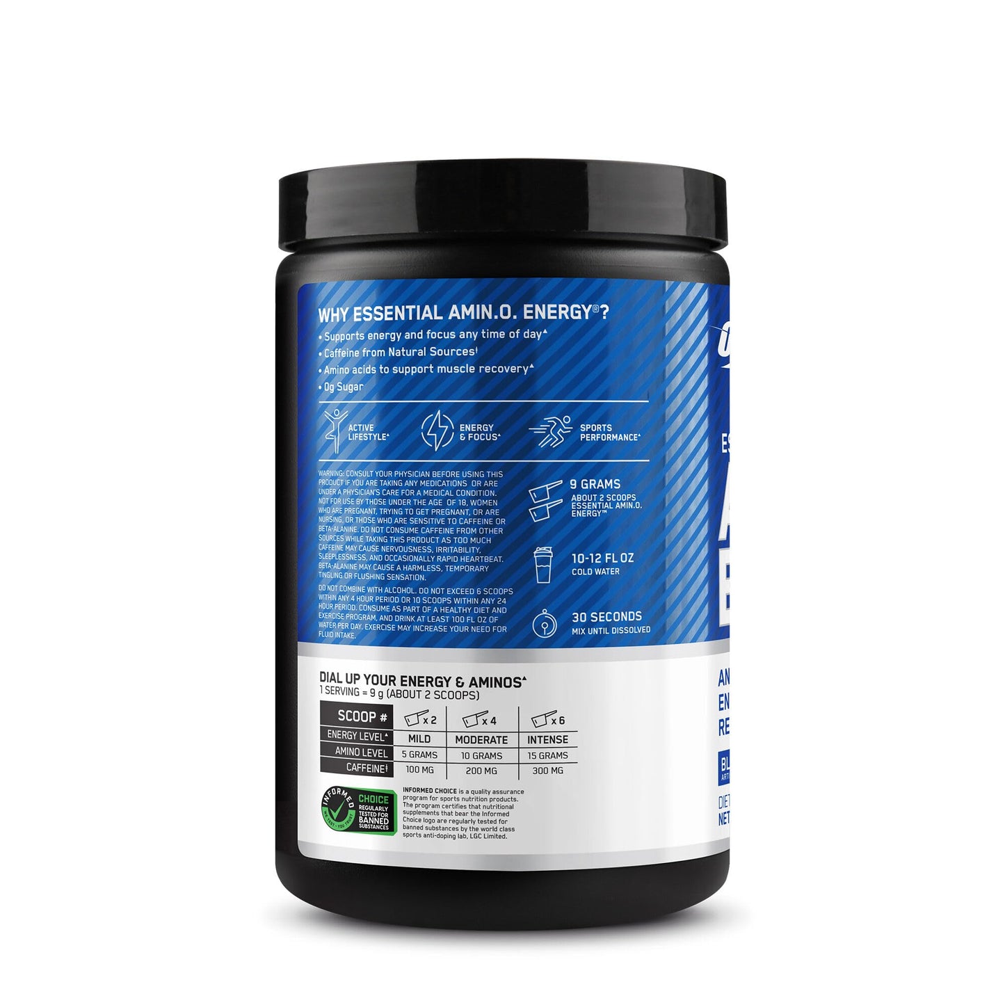Optimum Nutrition Amino Energy Powder, Blue Raspberry, 9.5 oz