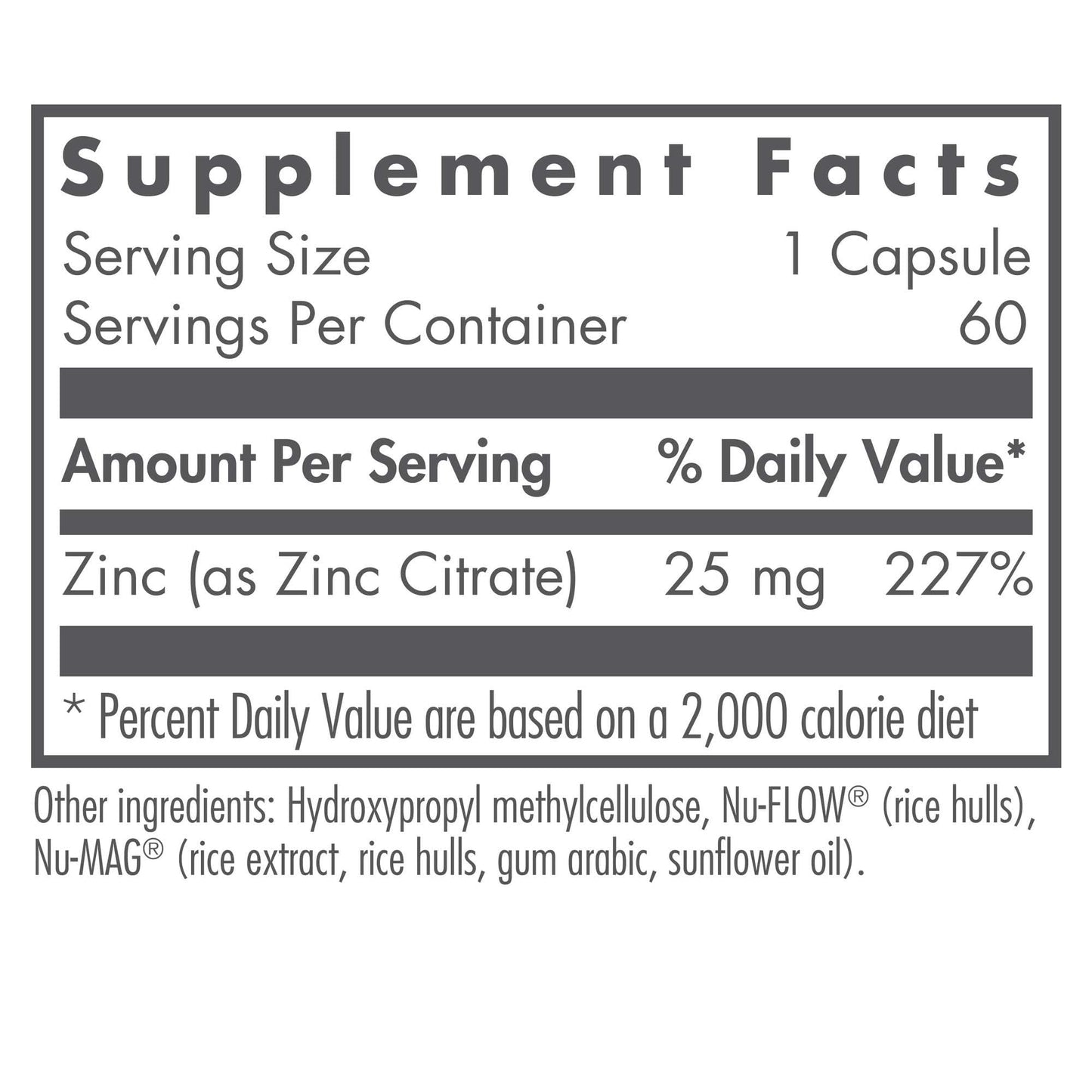 Allergy Research Group NutriCology Zinc Citrate Capsules 60 Count
