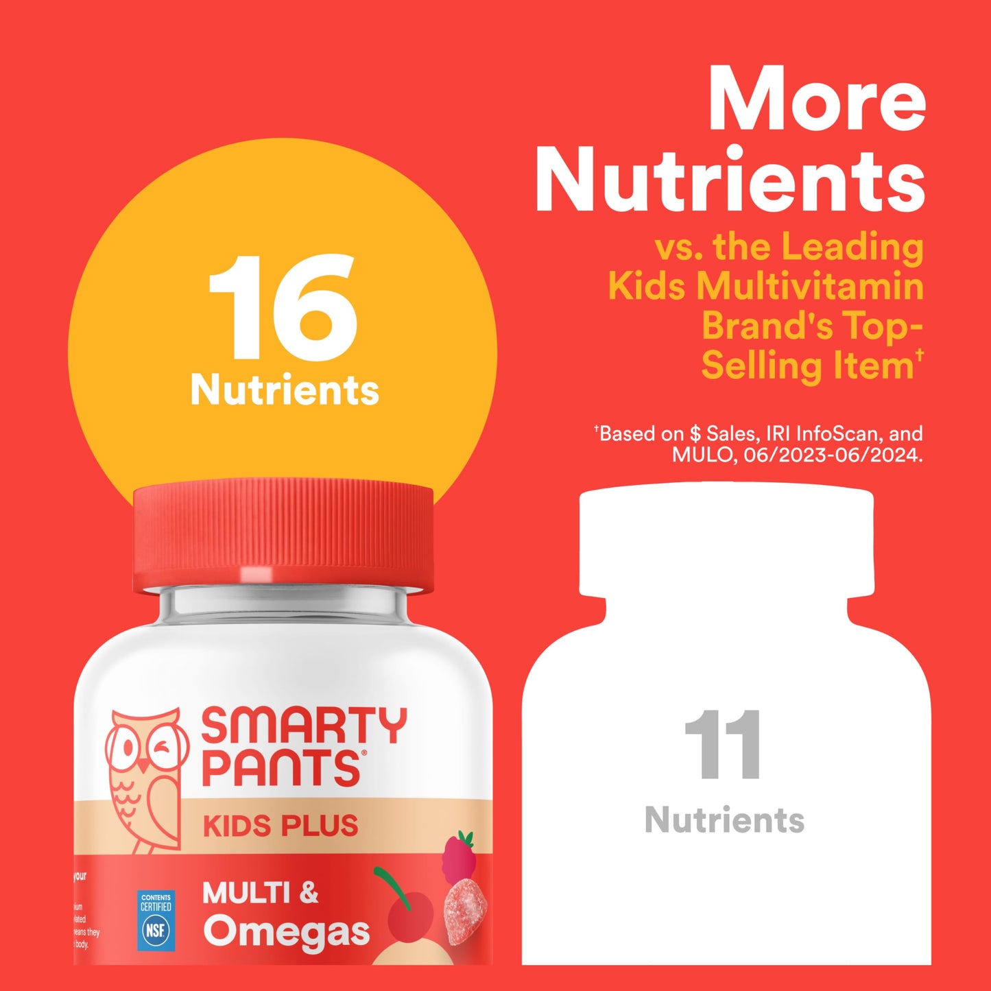 SmartyPants Kids Multivitamin Gummies, Omega 3 (DHA/EPA), Vitamins D3, C, B12, B6, Vitamin A, K & Zinc, Gluten Free, Cherry Berry Punch Flavors, 60 Count (30 Day Supply)