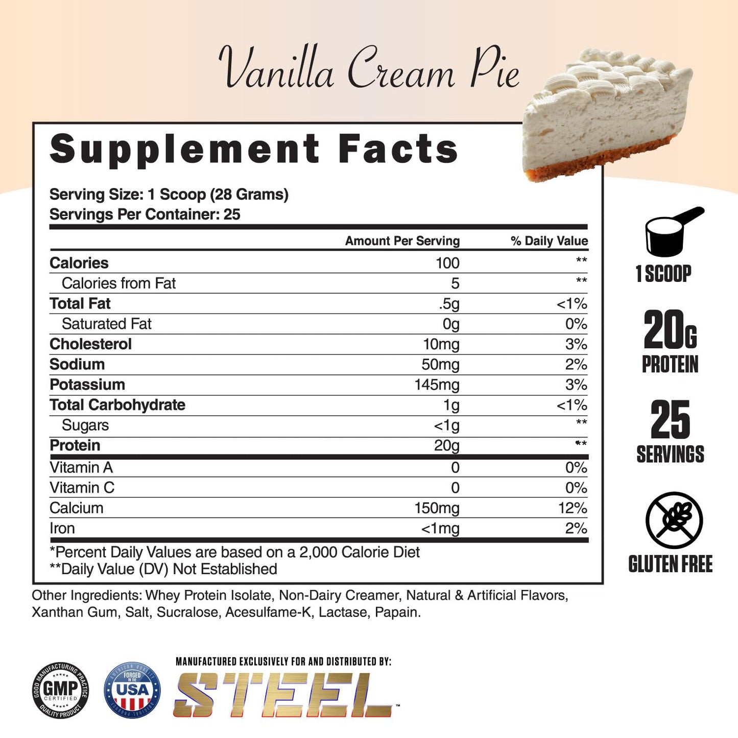 Steel Supplements Whey Isolate Protein Powder 1 Pack