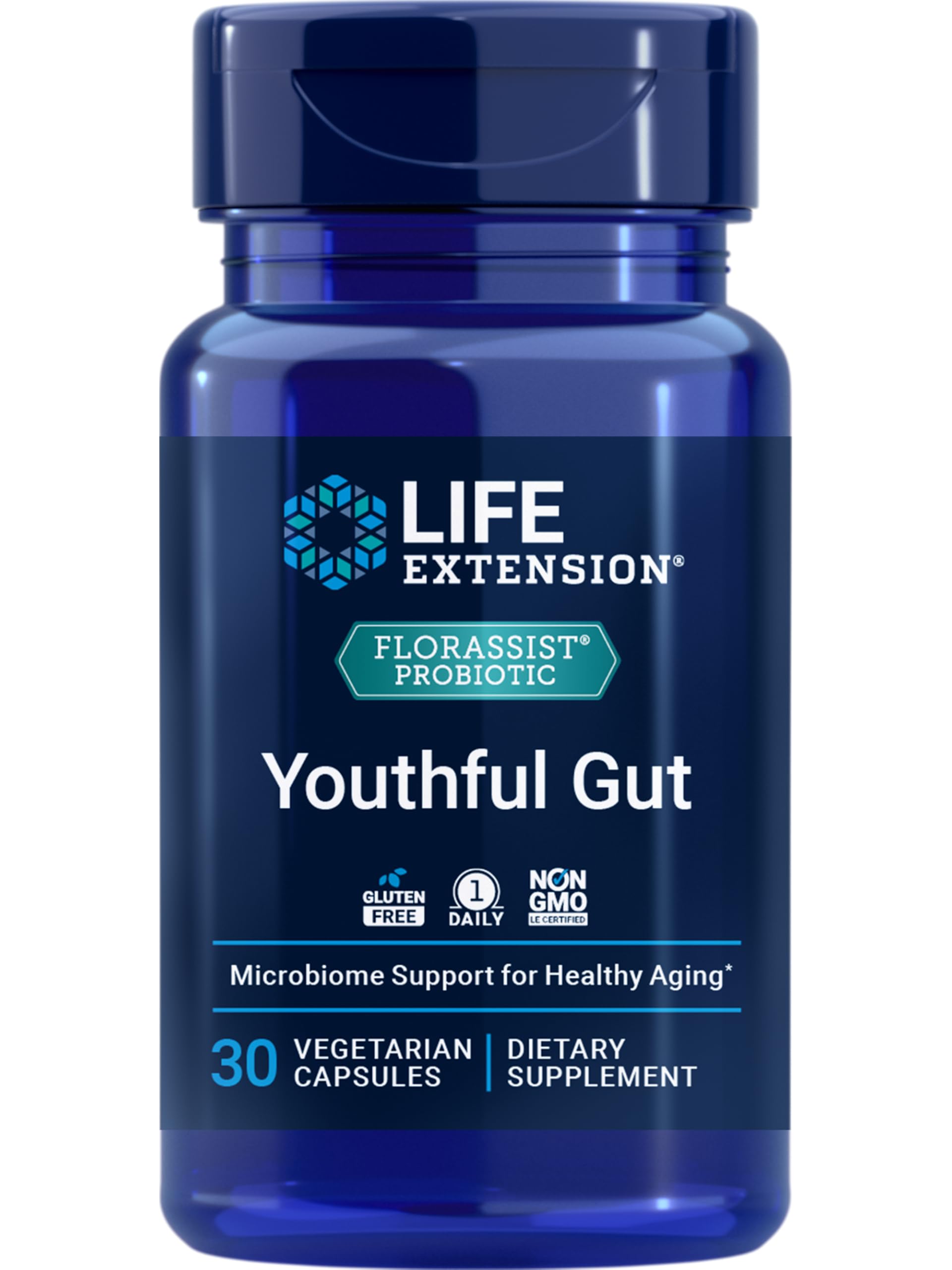 Life Extension FLORASSIST Probiotic Youthful Gut, Healthy Aging Supplement, Postbiotic and Probiotic Blend, Heart and Gut Health, 30 Capsules