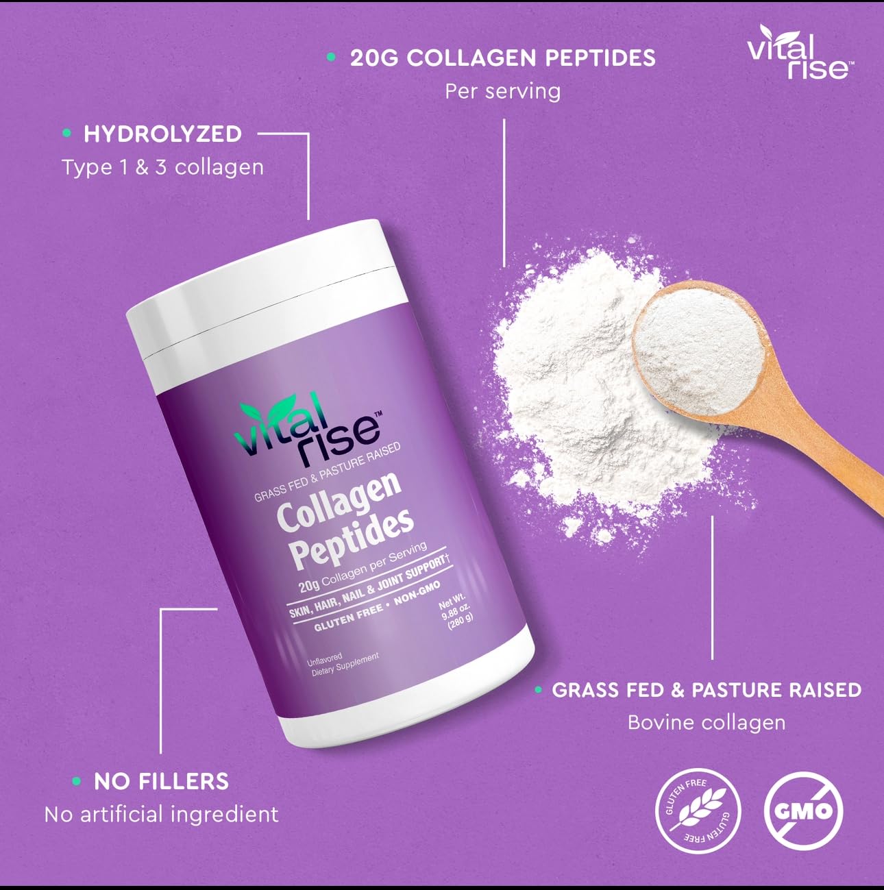 Vital Rise Hydrolyzed Collagen Powder 9.88 oz