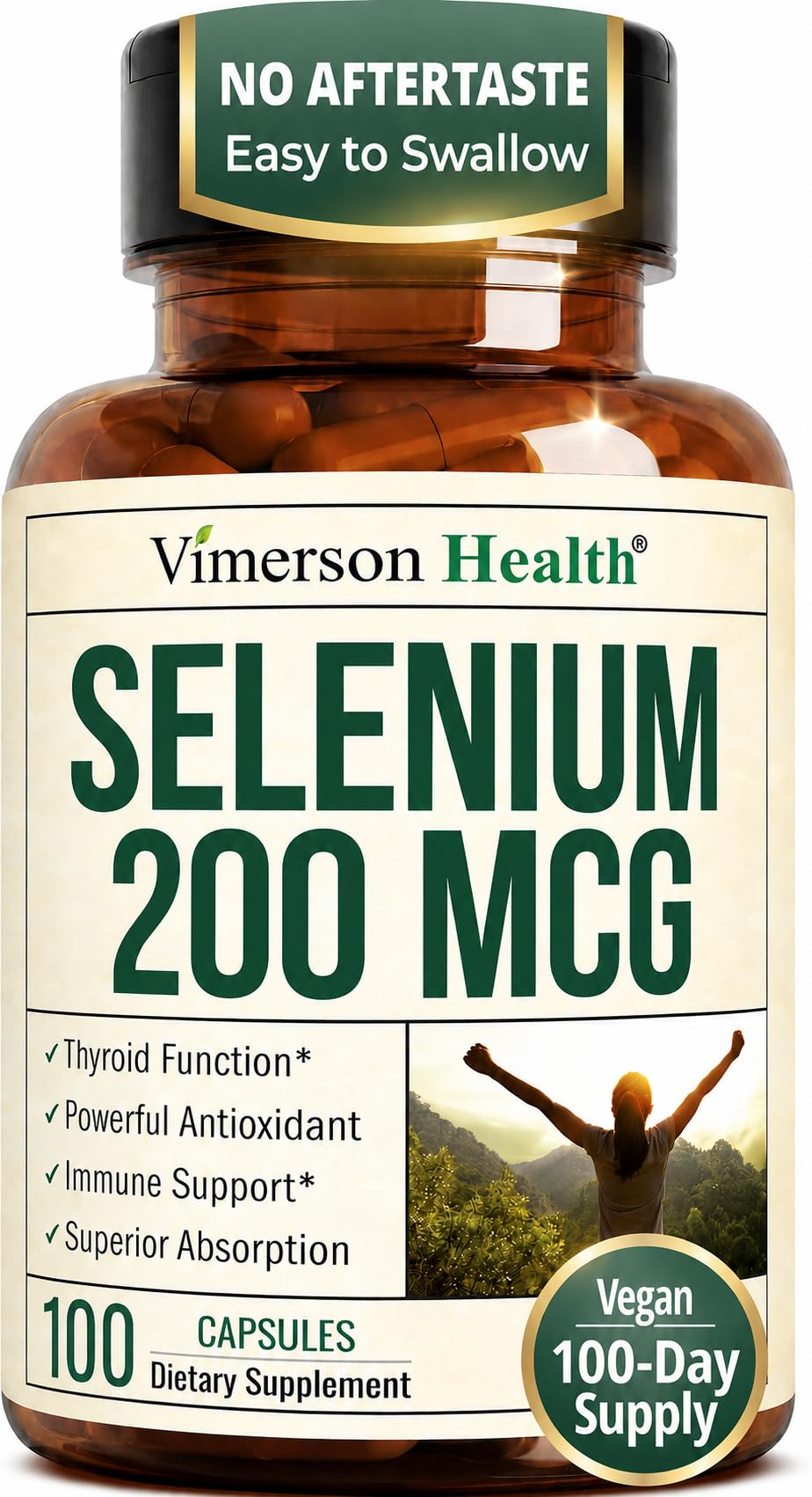 Vimerson Health Selenium 200 mcg Capsules, 100 Count