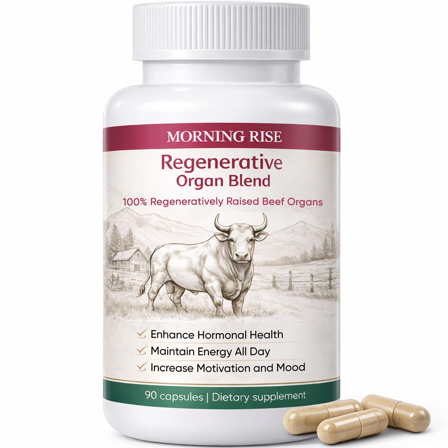 MORNING RISE Beef Liver Extracts, 90 Capsules