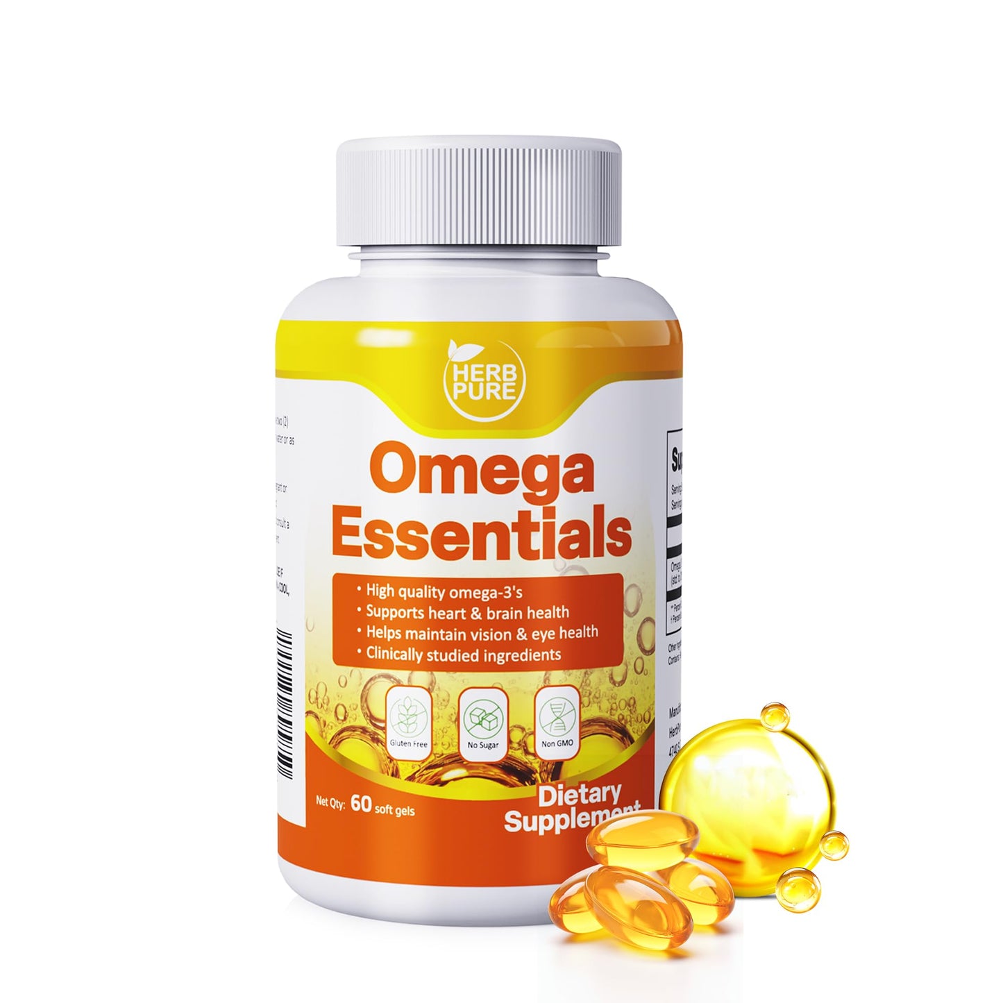 HERB PURE Omega-3 Fish Oil 2000mg Capsule, 60 Count