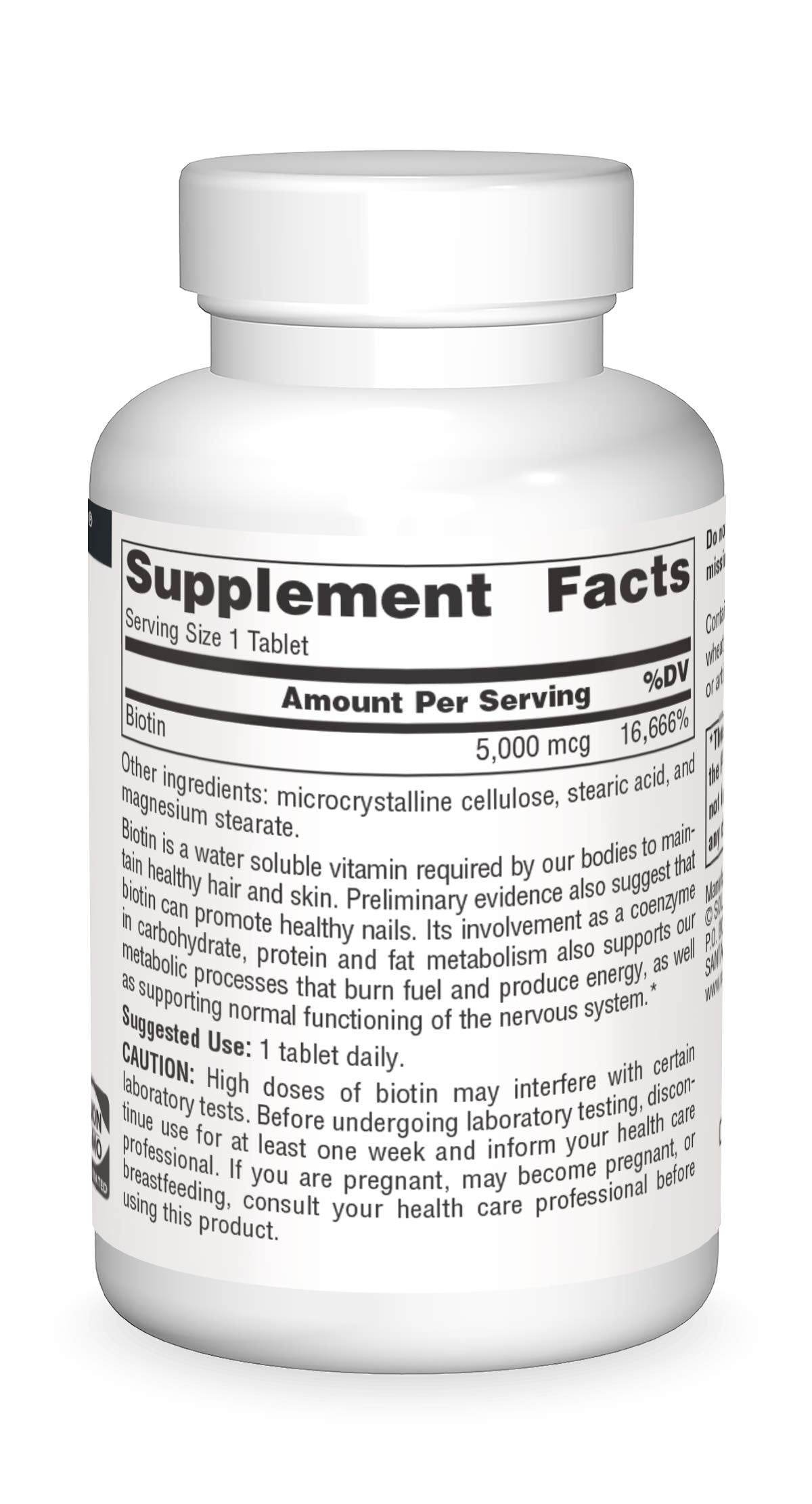 Source Naturals Biotin 5,000mcg High Potency B Vitamin Nutrients Support Healthy Hair, Skin & Nails - Maximum Strength Biotin Deficiency Supplement - 200 Tablets