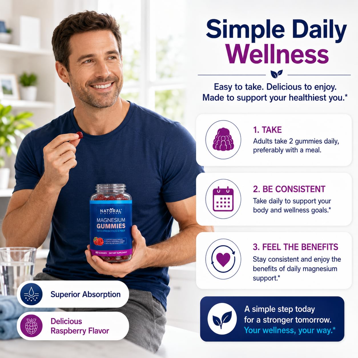 Natural BioScience Magnesium Citrate Gummies, Sugar-Free, 90 Count