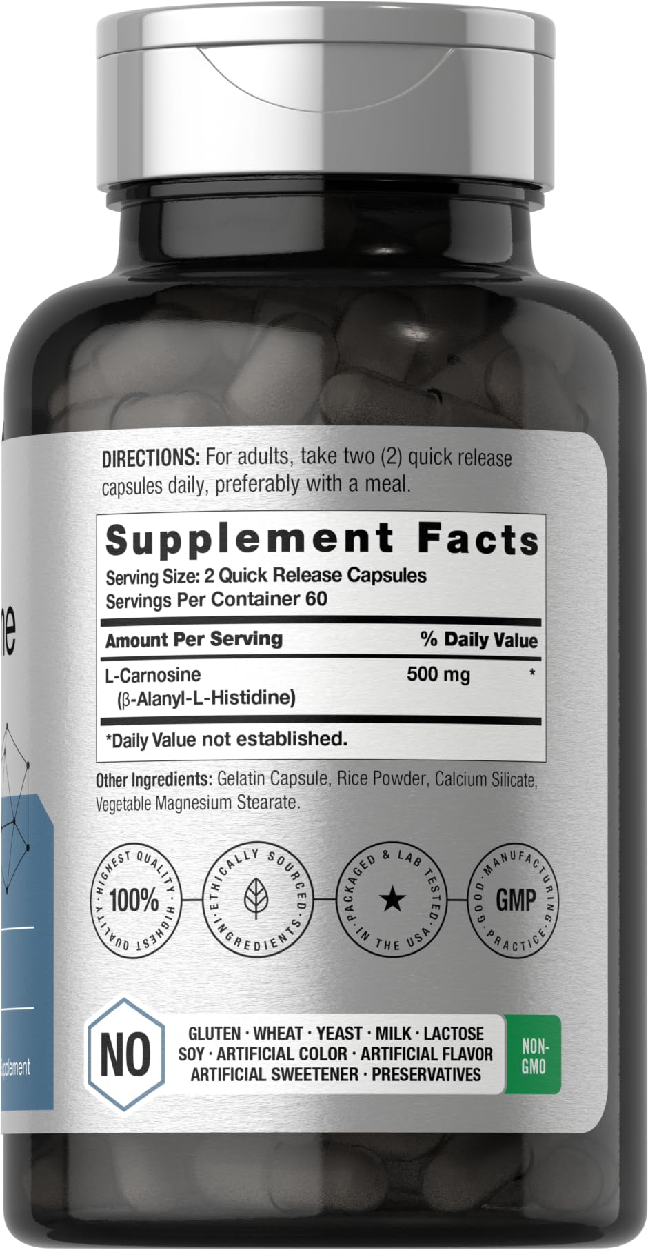 Horbäach L-Carnosine 500mg Capsules 120 Count