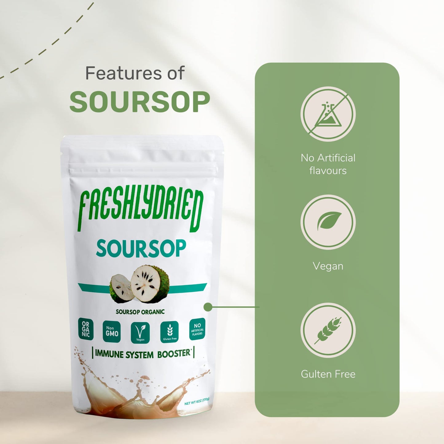 Freshlydried Concentrated Soursop - Graviola - Guanabana Powder 6 Oz