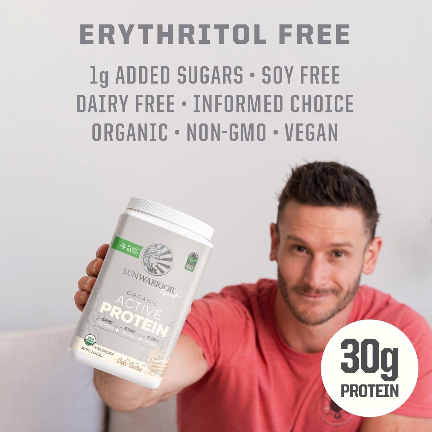 Sunwarrior Vegan Protein Powder USDA Organic, 49.3 Servings
