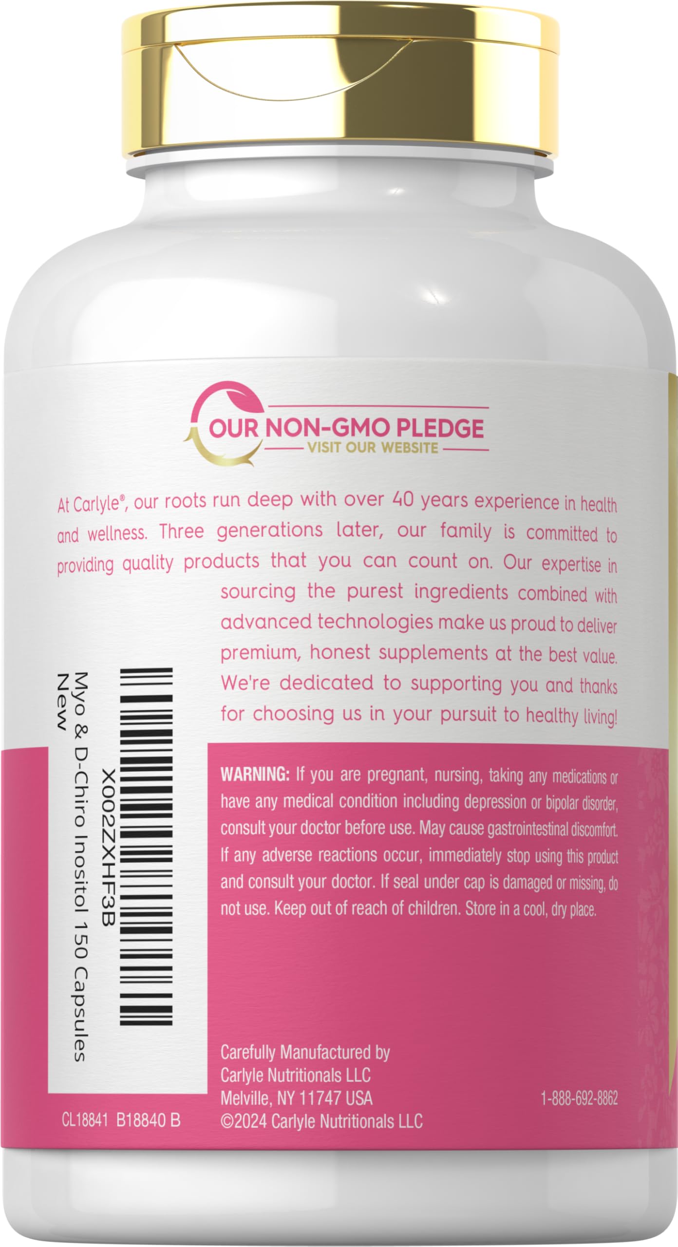 Carlyle Myo-Inositol & D-Chiro Inositol Supplement for Women Capsules 150 Count