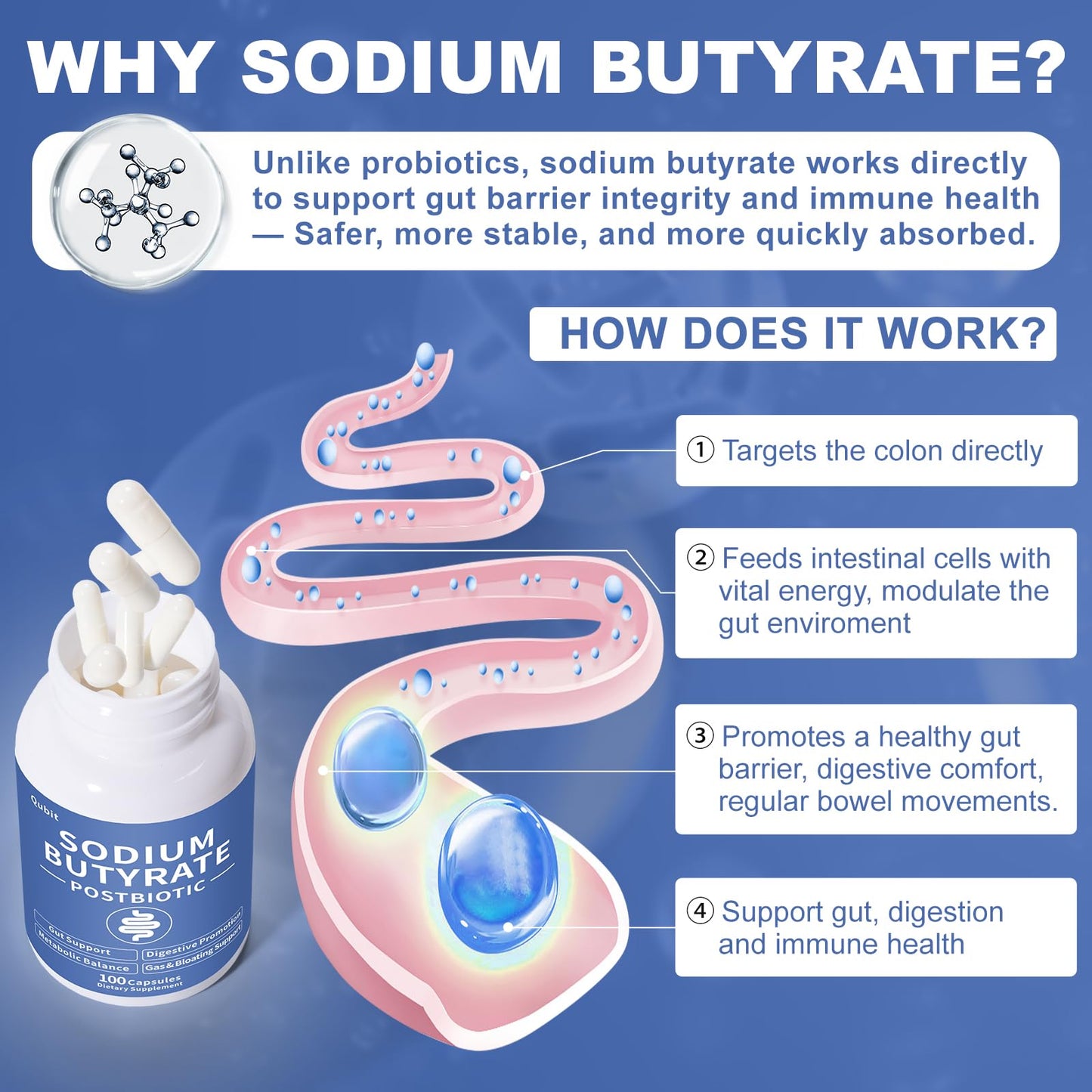 QUBIT Sodium Butyrate Supplement Capsule 100
