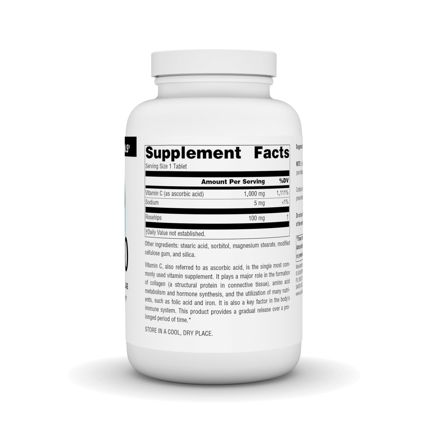 Source Naturals C-1000 with Rose Hips 1000 mg Time Release Tablets, 250 Tablets