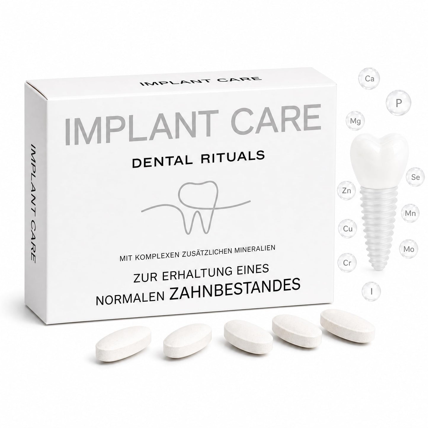 Dental Rituals Implant Care Mineral Complex for Normal Teeth & Bones Calcium Magnesium Zinc & Trace Minerals Tablets, 30 Count