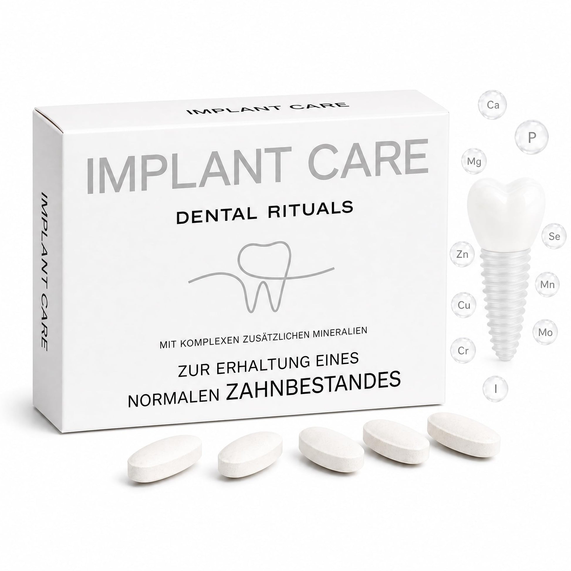 Dental Rituals Implant Care Mineral Complex for Normal Teeth & Bones Calcium Magnesium Zinc & Trace Minerals Tablets, 30 Count