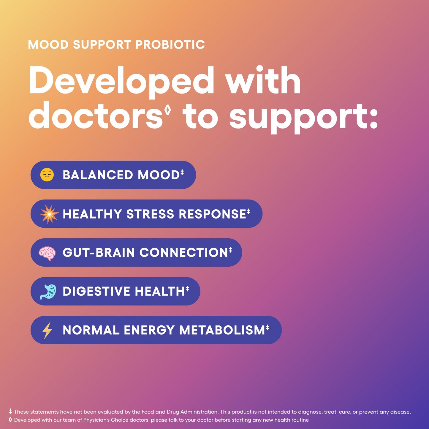 Physician's CHOICE Mood Support Probiotic Capsule, 30 Capsules