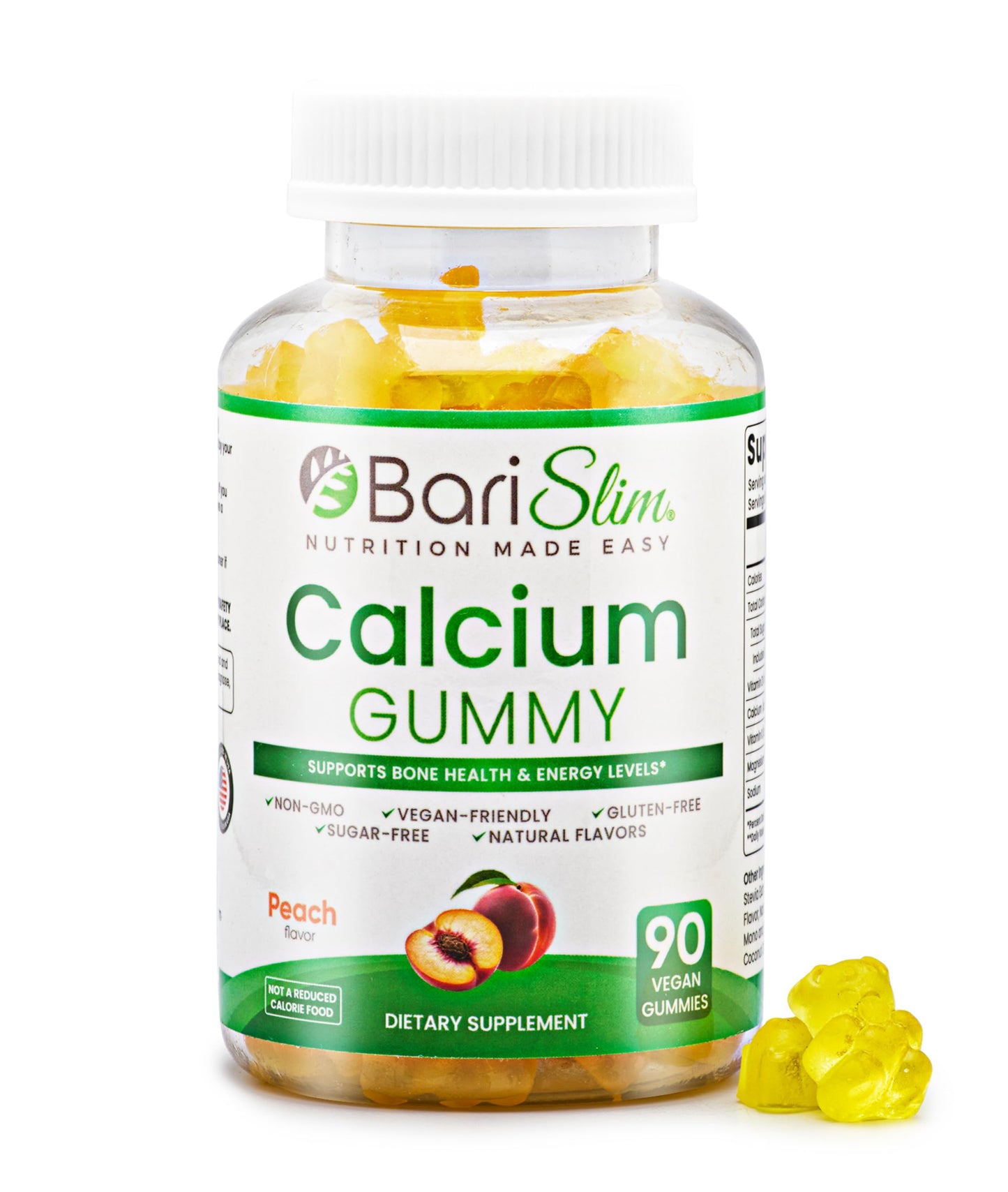BariSlim Bariatric Calcium Gummies - Specially Formulated Bariatric Vitamins for Patients After Weight Loss Surgery - Supports Energy Levels & Bone Health, 90 Count