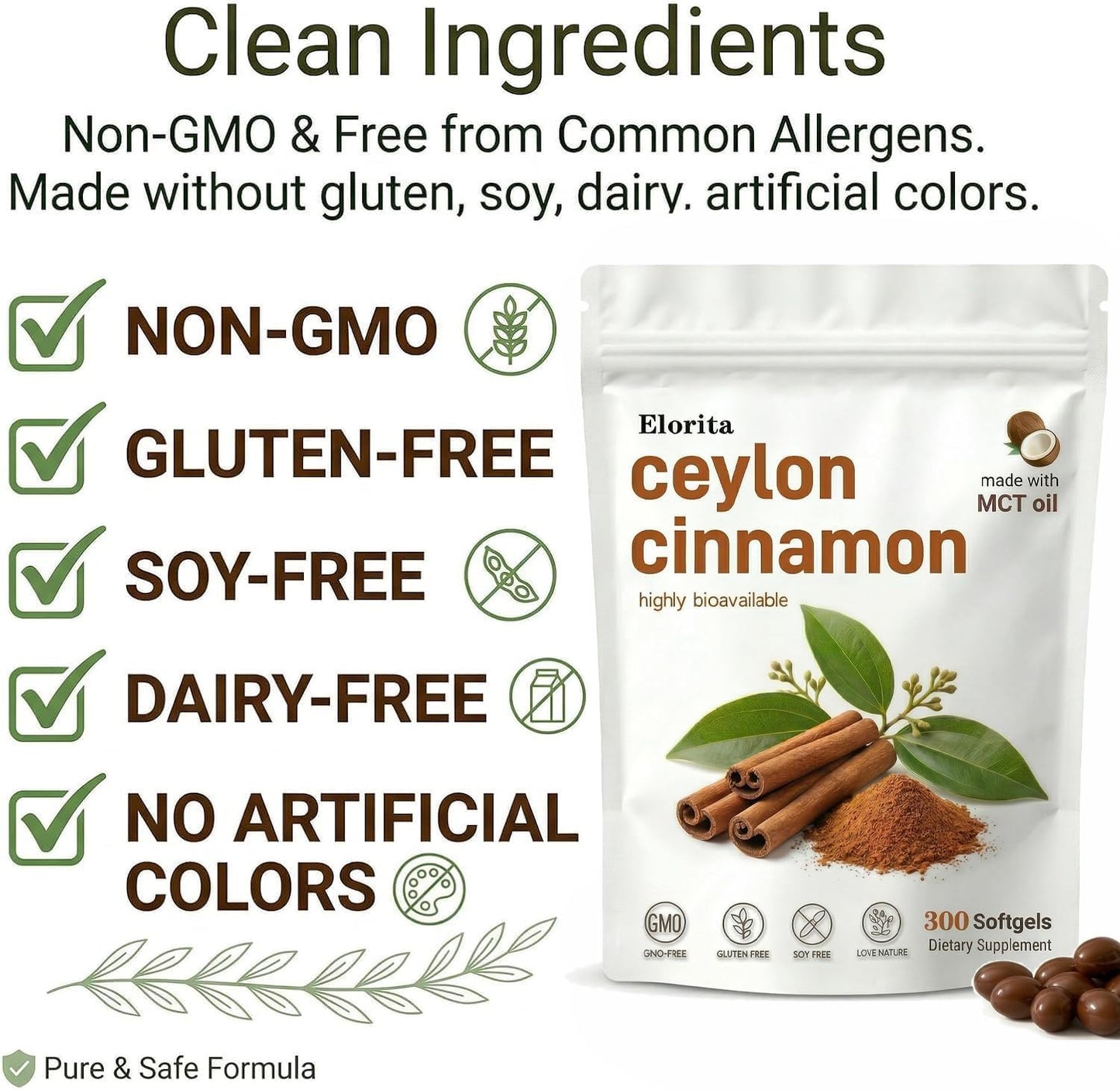Generic Elorita Ceylon Cinnamon Softgels with MCT Oil Capsule, 1 Count