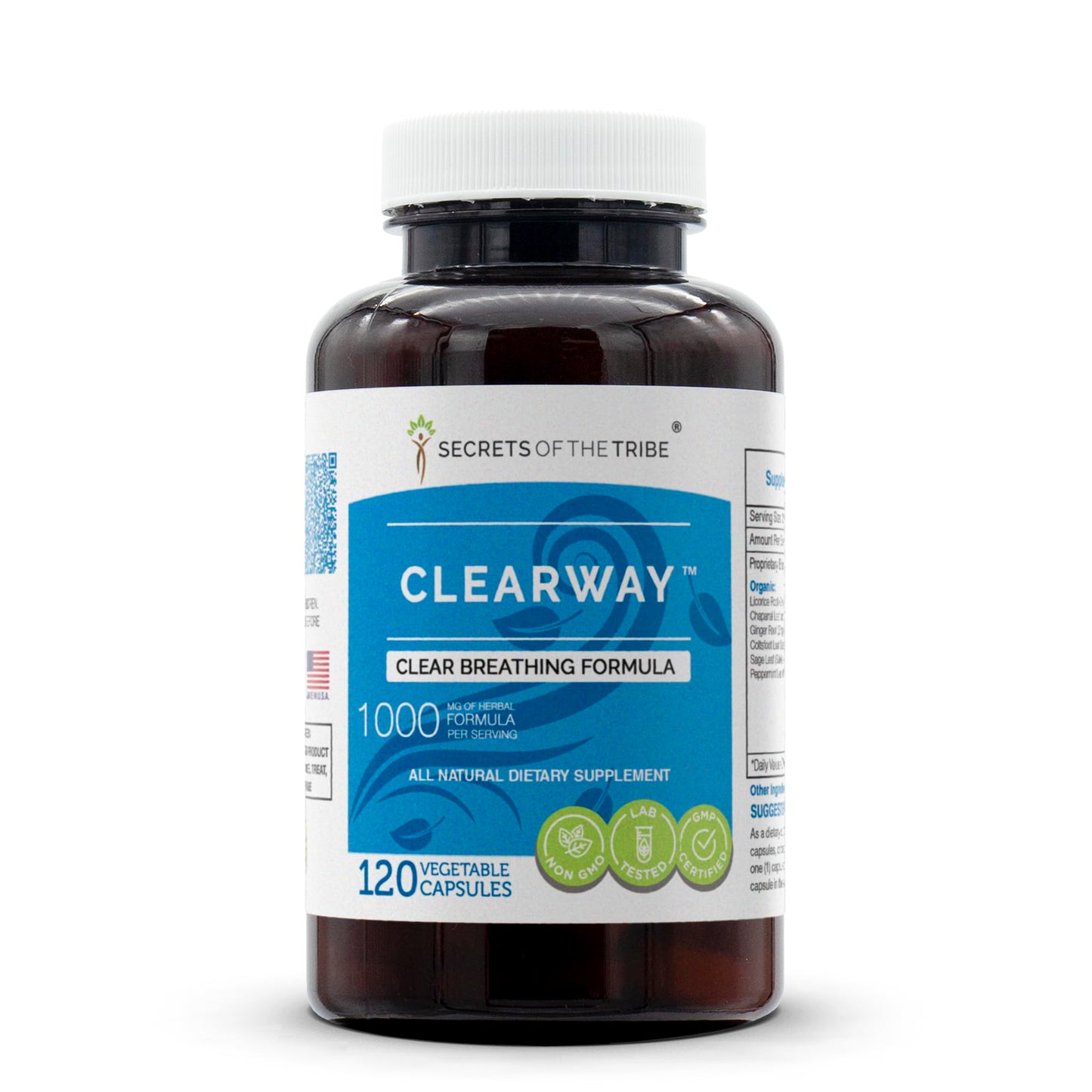 Secrets of the Tribe Clearway Clear Breathing Formula Herbal Supplement Blend 120 Capsules
