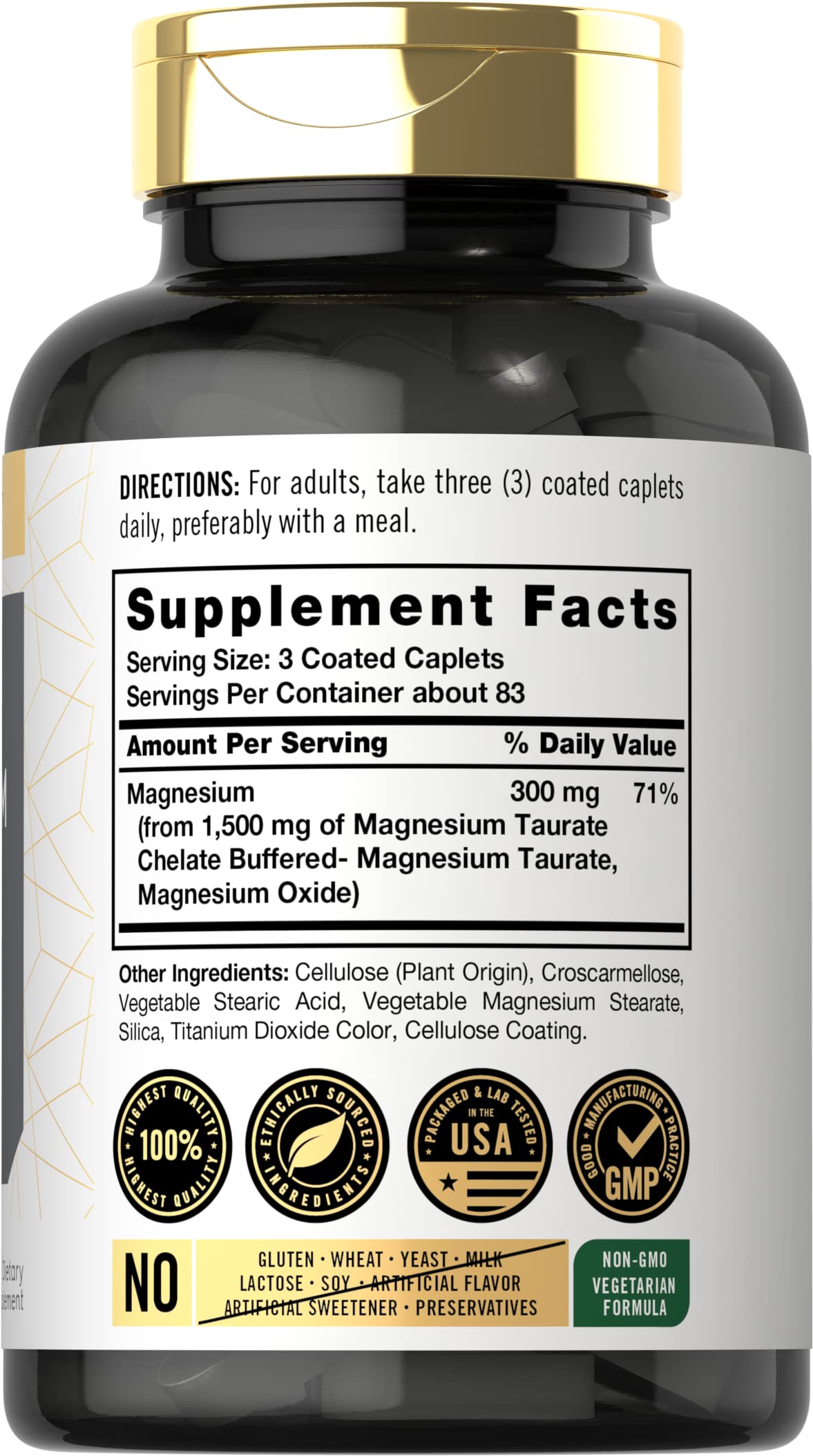 Carlyle Magnesium Taurate 1500mg Caplets, 250 Count