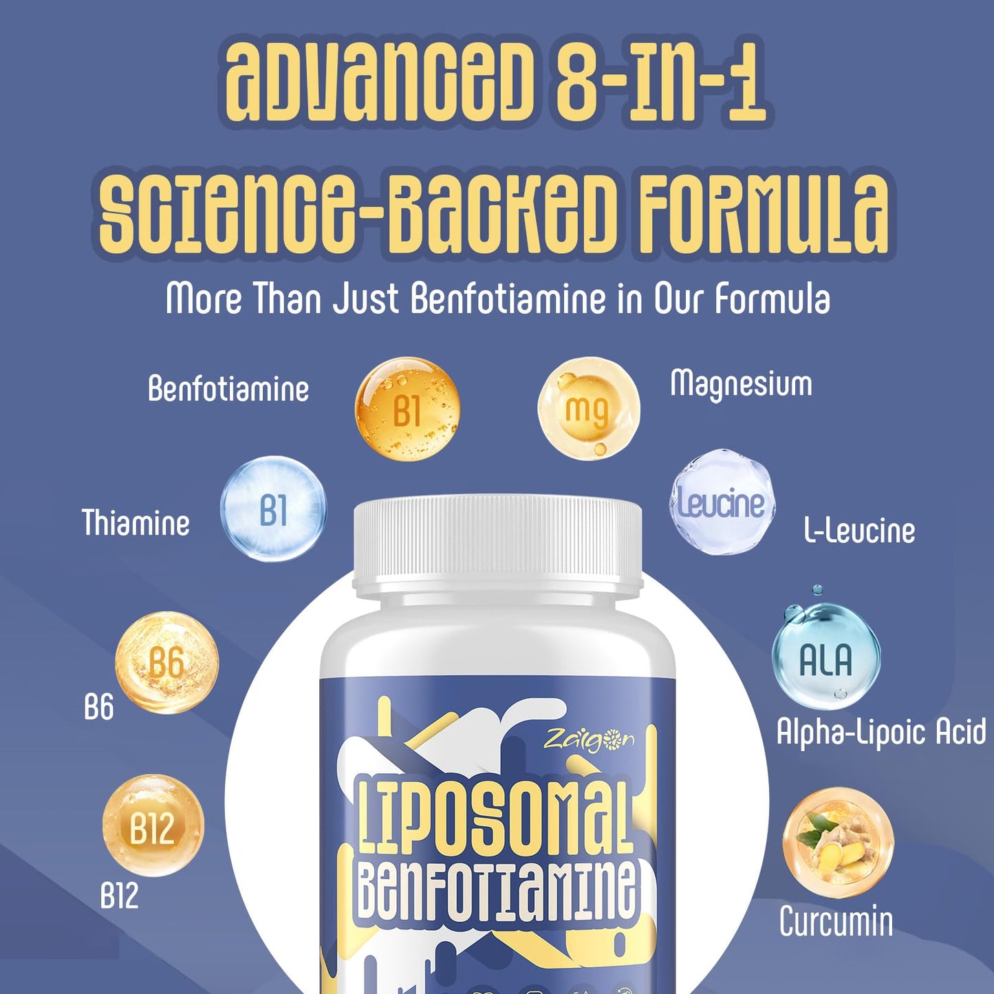 Zaigon Benfotiamine Thiamine Vitamin B1 Supplement, Vegan Capsules, 240 Count