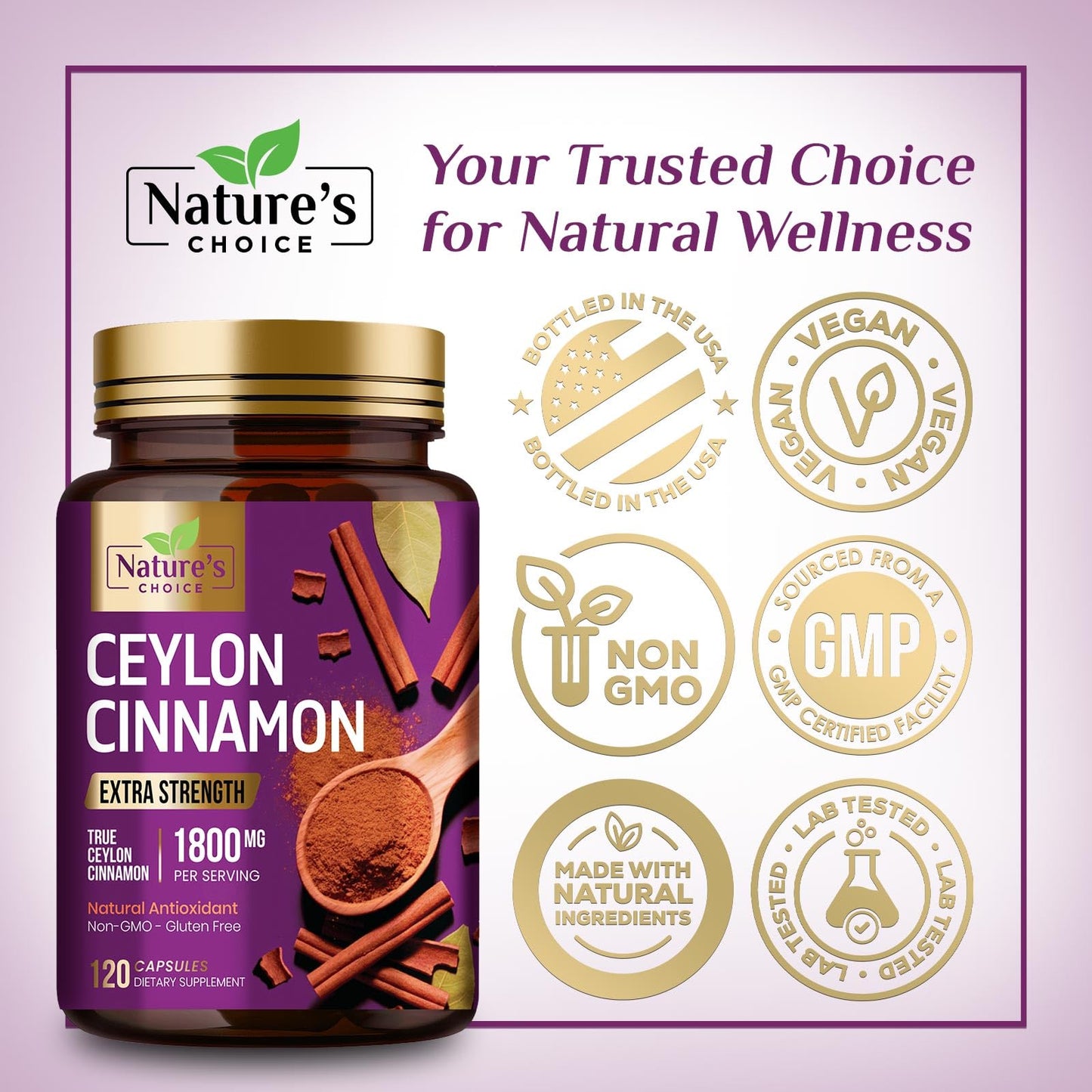 Nature's Choice Ceylon Cinnamon Capsules, 120 Capsules