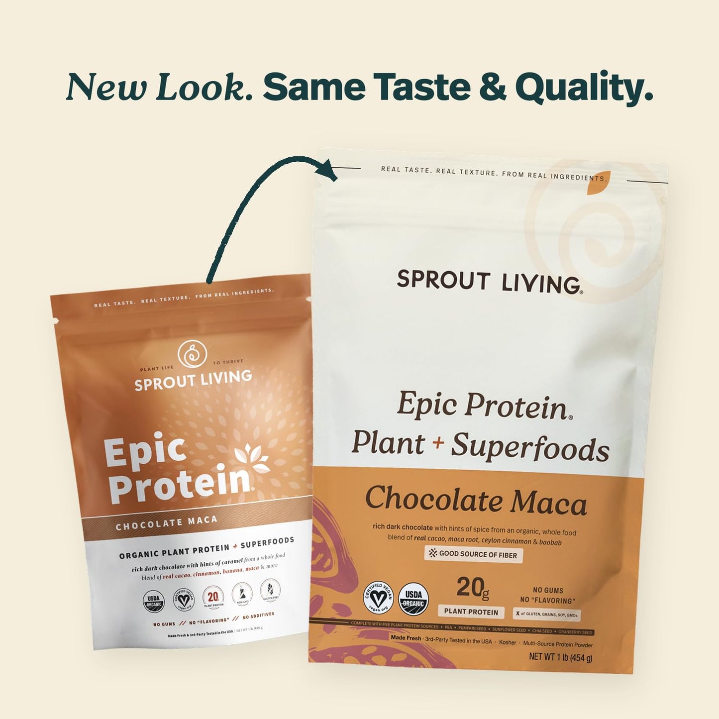 Sprout Living Epic Protein Plant Based Protein & Superfoods Powder Chocolate Maca, 16 Servings
