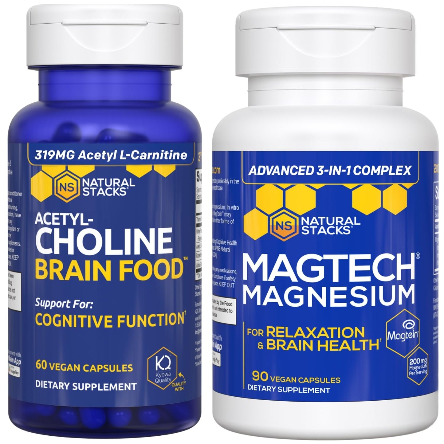 Natural Stacks Magtech Magnesium + Acetylcholine Brain Food Bundle, Capsules, 150