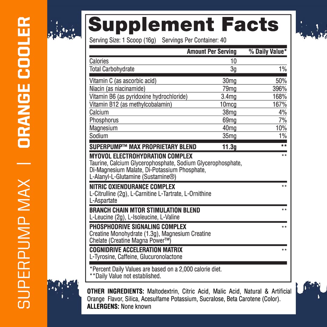 Gaspari Nutrition SuperPump MAX Pre-Workout Powder, 40 Servings, Orange Cooler