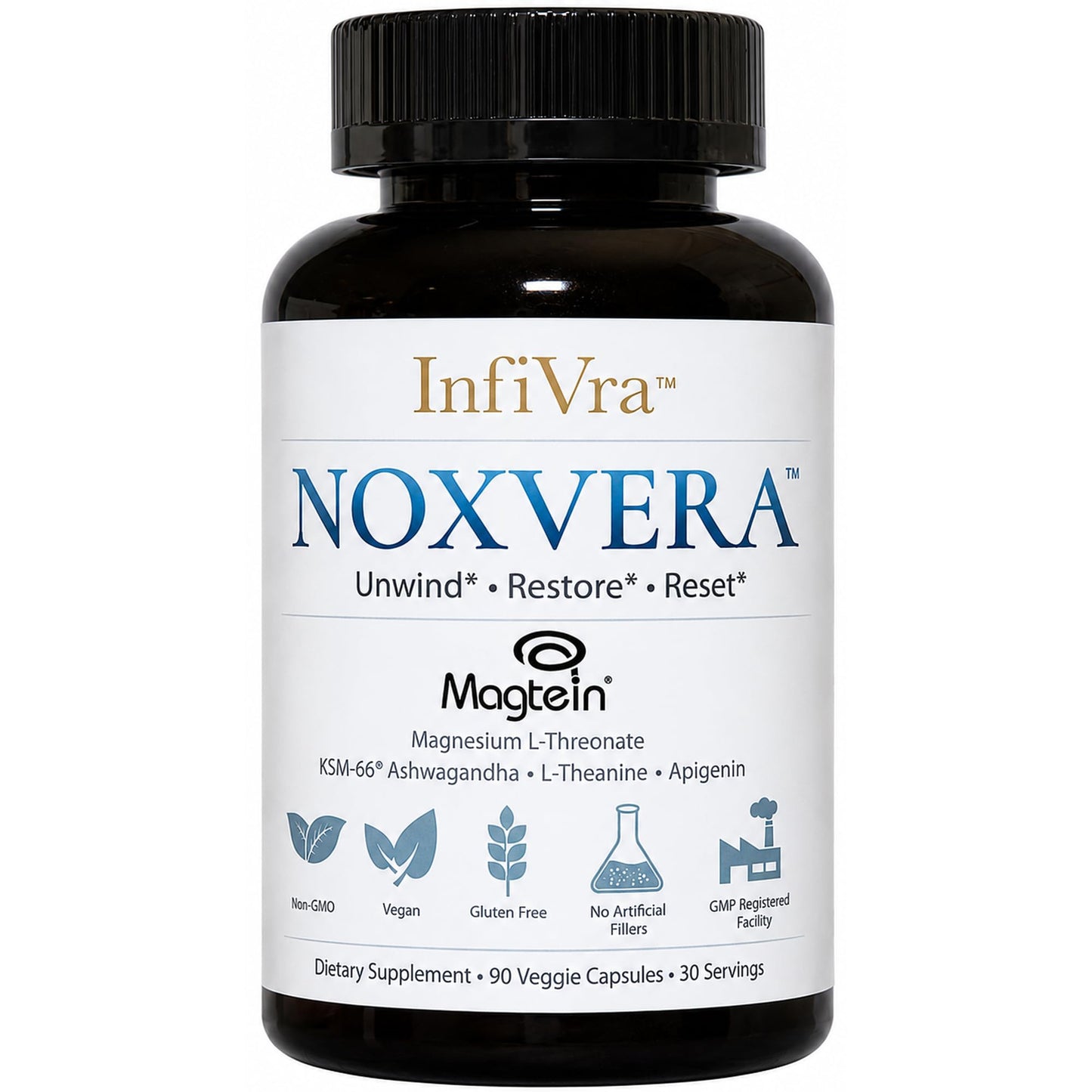 Infivra NoxVera Magnesium L-Threonate Nightly Reset System Capsules, 90 Count