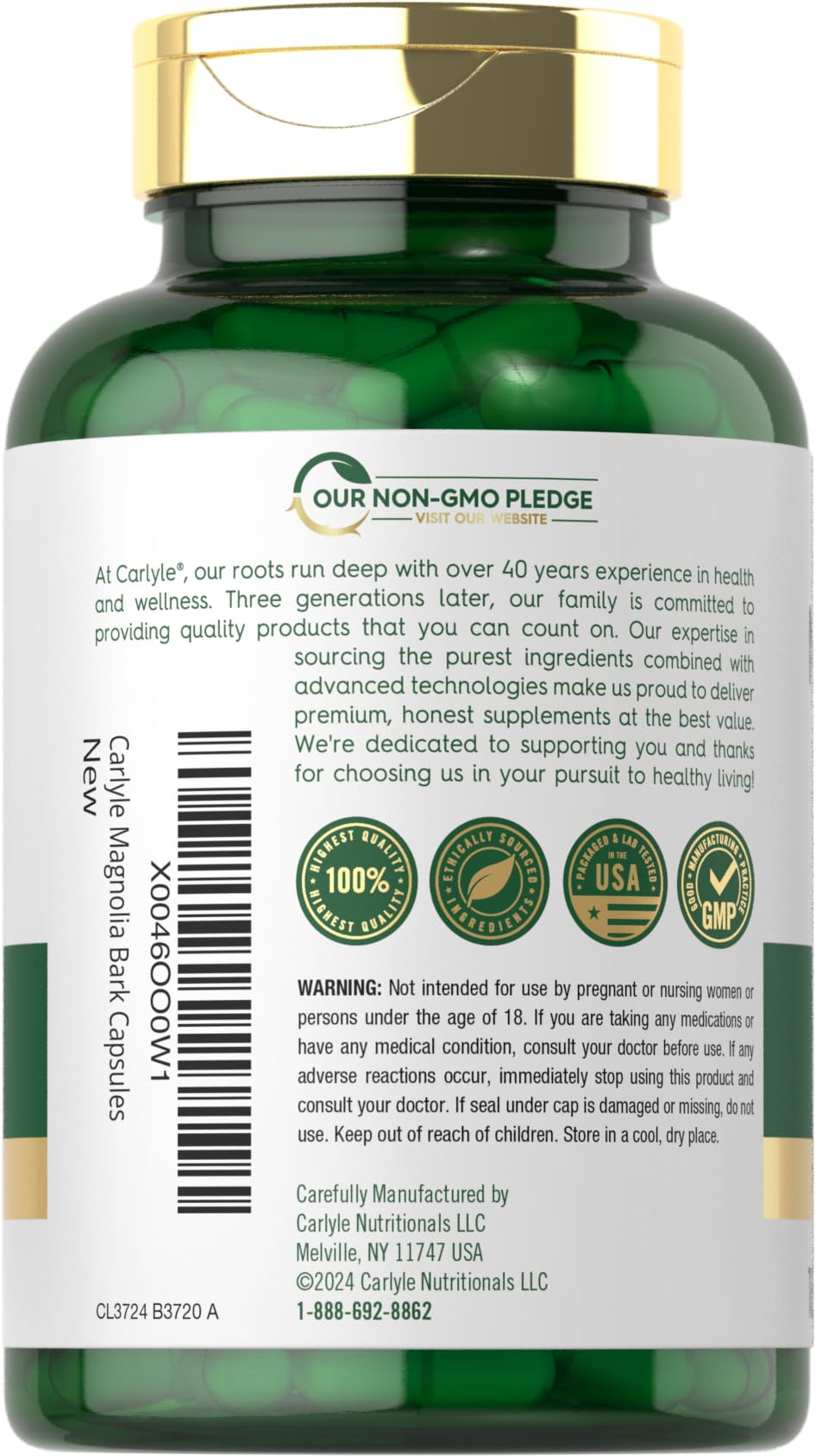 Carlyle Magnolia Bark Capsules, 180 Count
