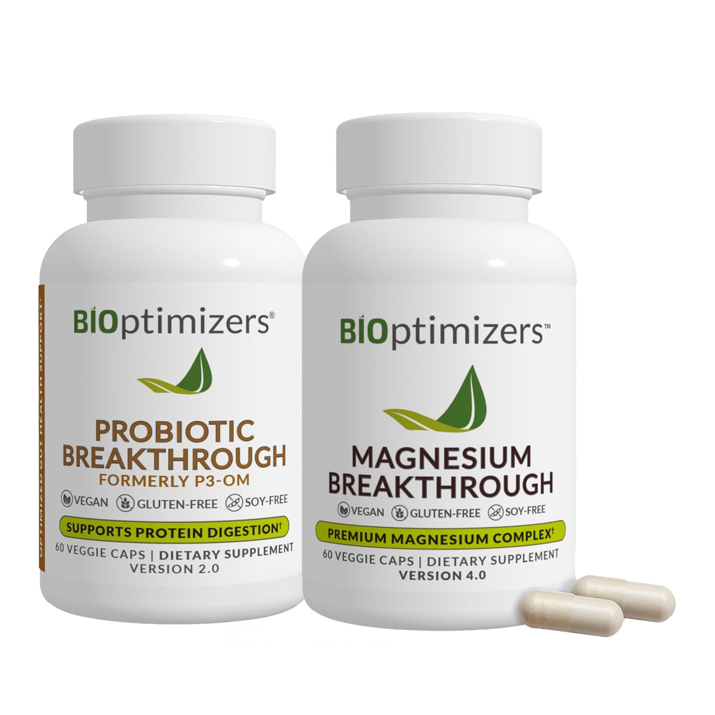 BIOptimizers P3-OM and Magnesium Breakthrough 4.0 Capsule Bundle, 60 Capsules Each