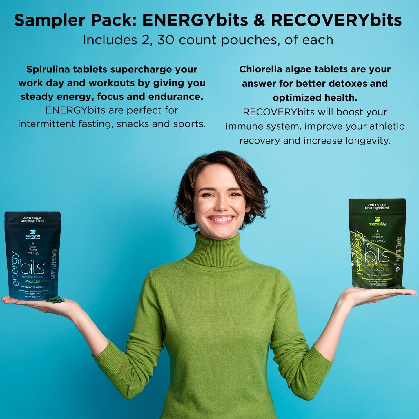 ENERGYBITS RECOVERYbits Organic Spirulina & Chlorella Tablets, Tablet, 120 Count