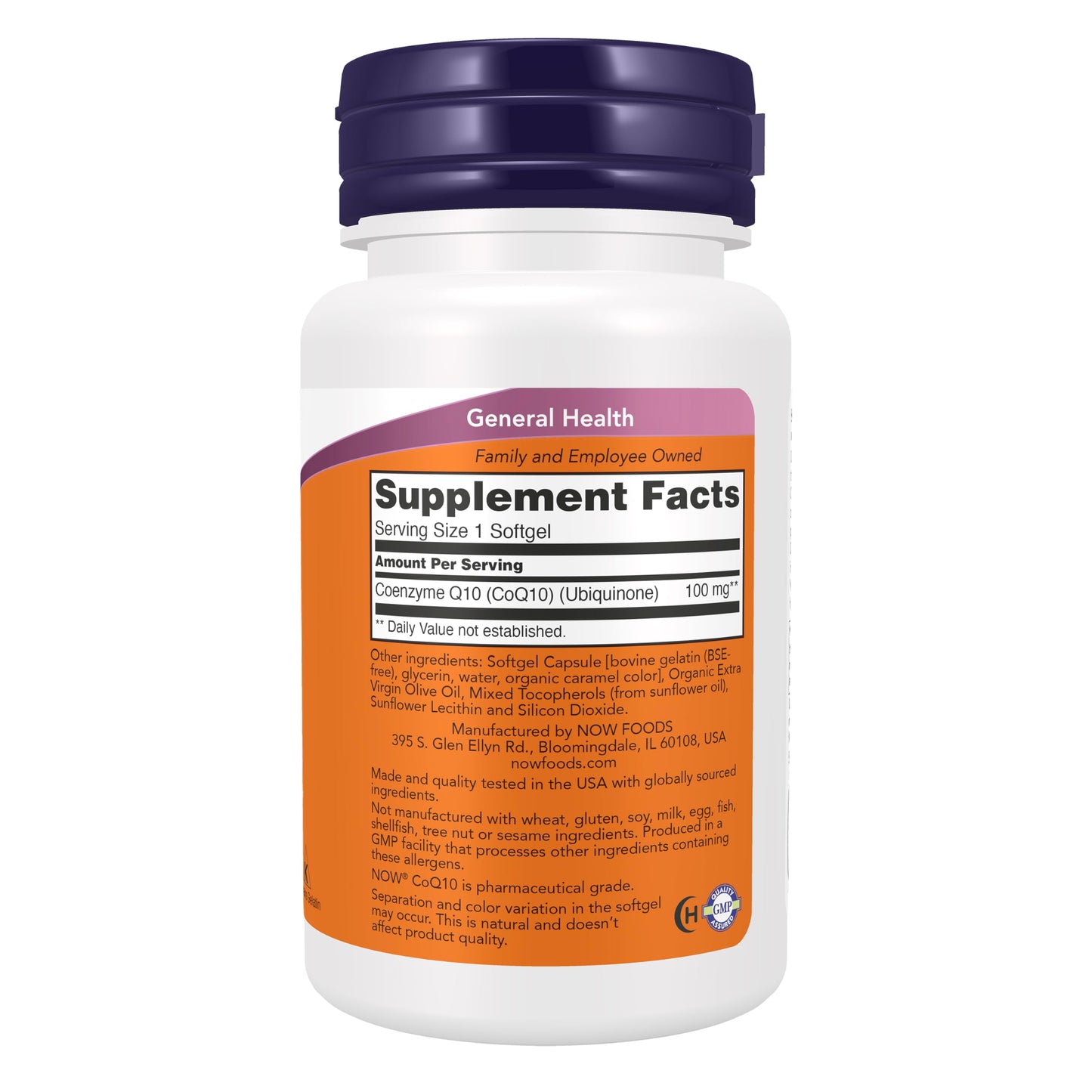 NOW Foods CoQ10 (Coenzyme Q10) 100 mg, Pharmaceutical Grade, Cardiovascular Health*, Softgels, 50 Count