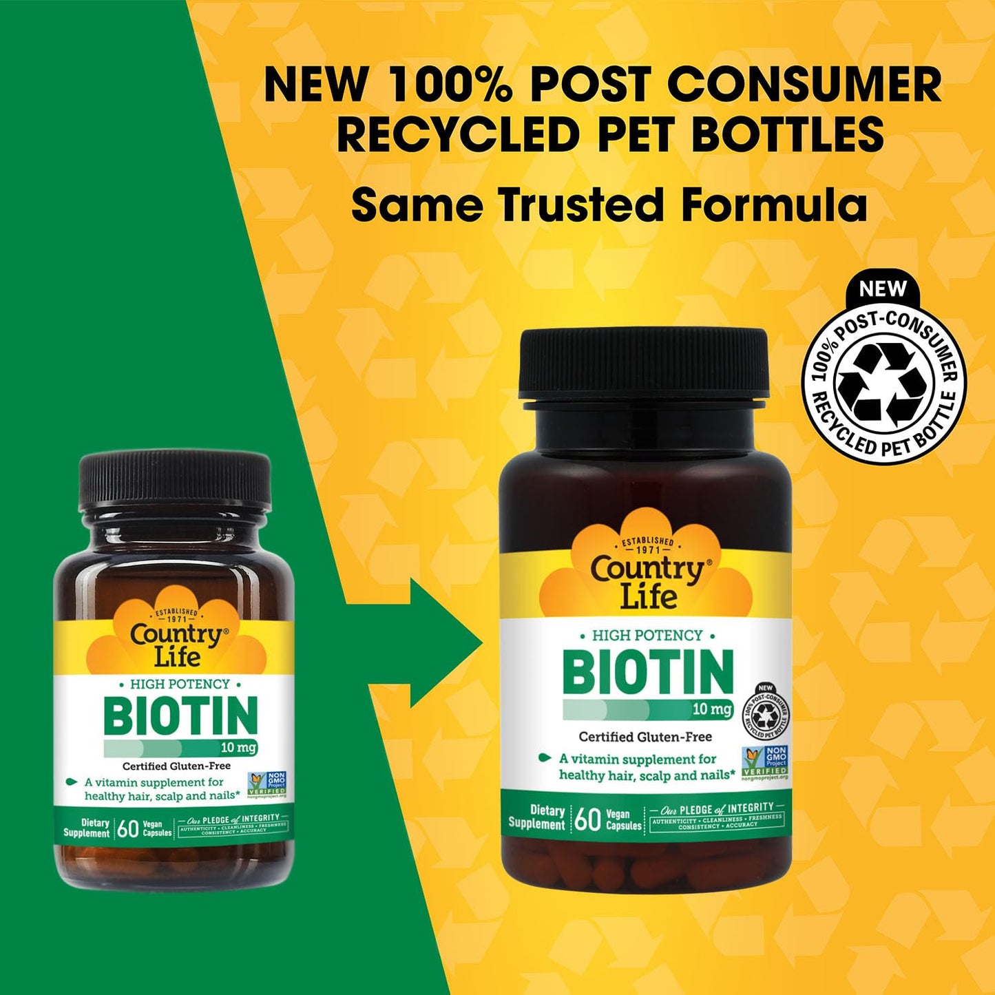 Country Life Biotin 10,000 mcg for Hair, Skin and Nails 60 Capsules