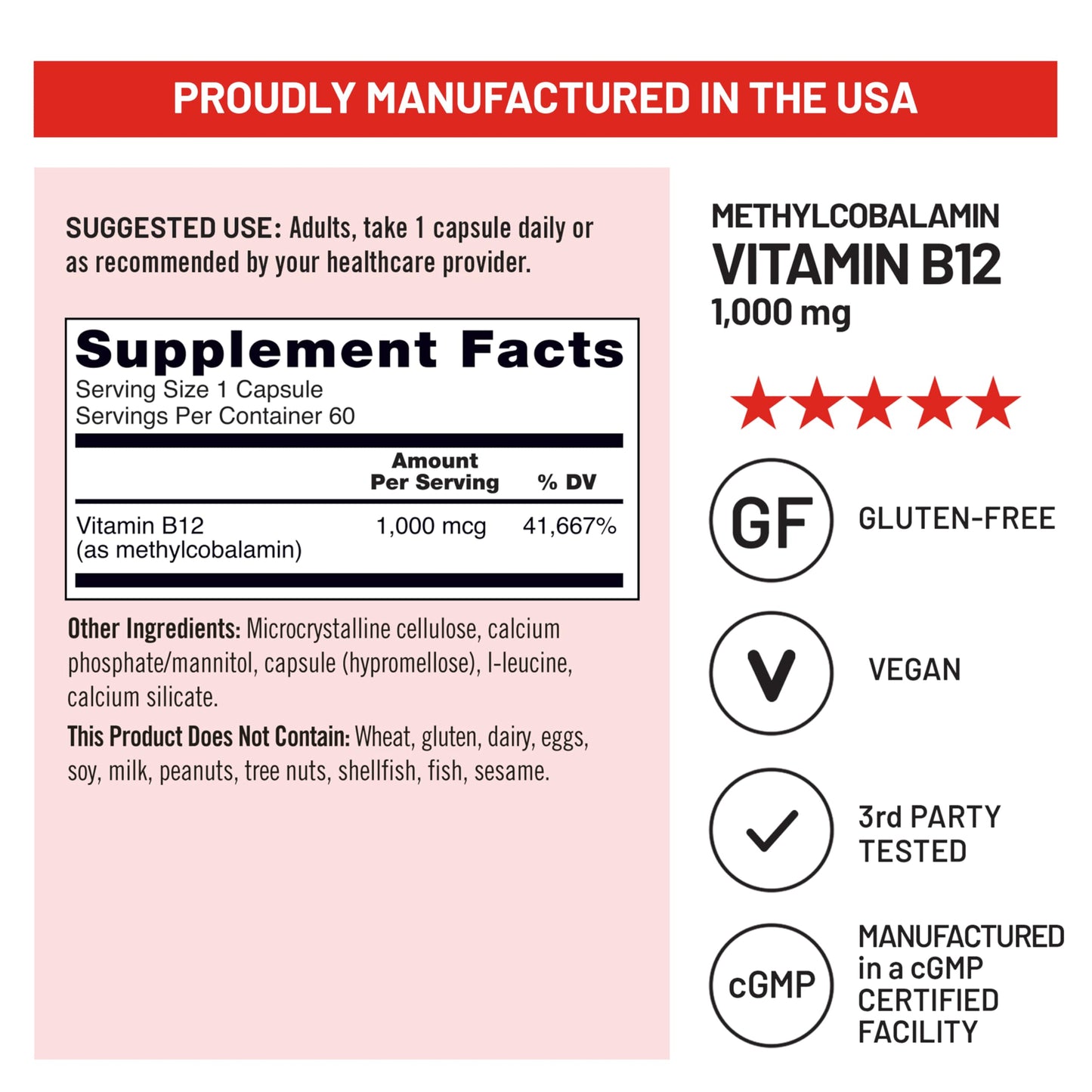 NatureWise Vitamin B12 Methylcobalamin 1000mcg Capsule 60 Count