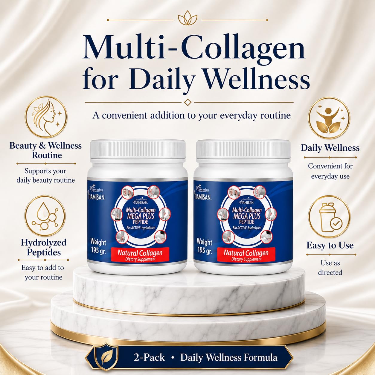 MEGA COLLAGEN Vitamisan Multi-Collagen Peptides Powder, 6.88 Ounces