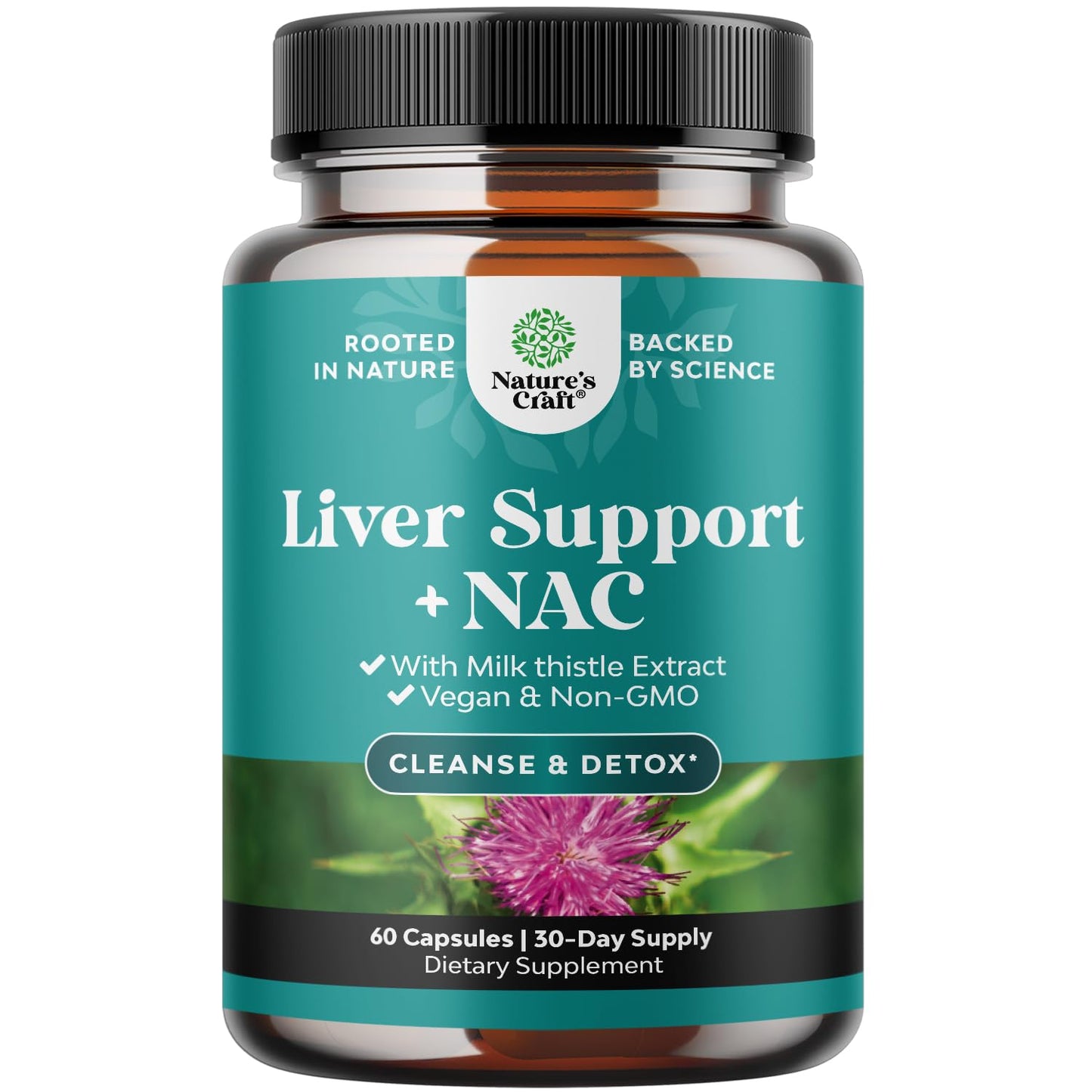 Natures Craft Liver Support NAC with Milk Thistle Capsules, 60 Count