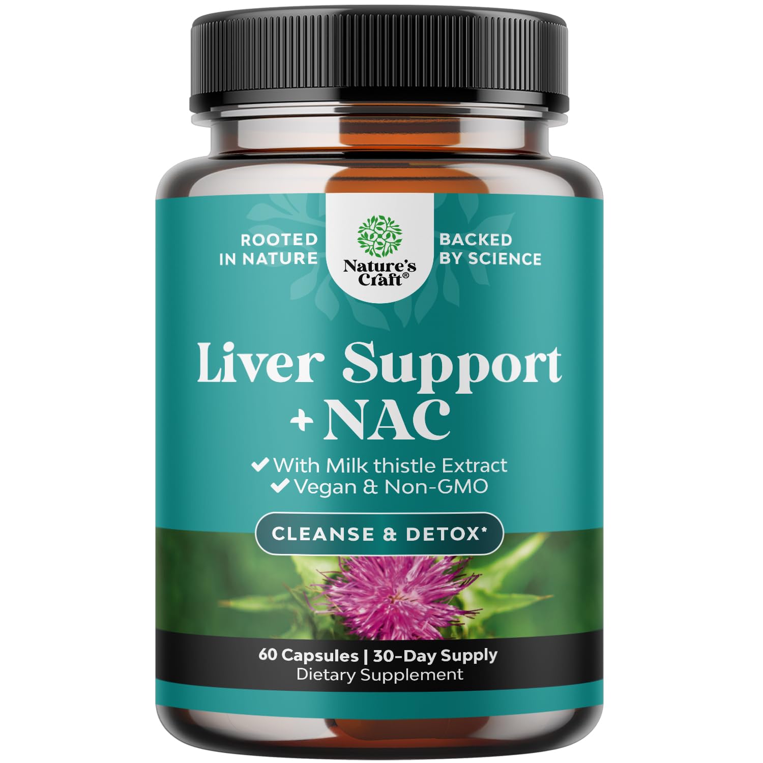 Natures Craft Liver Support NAC with Milk Thistle Capsules, 60 Count