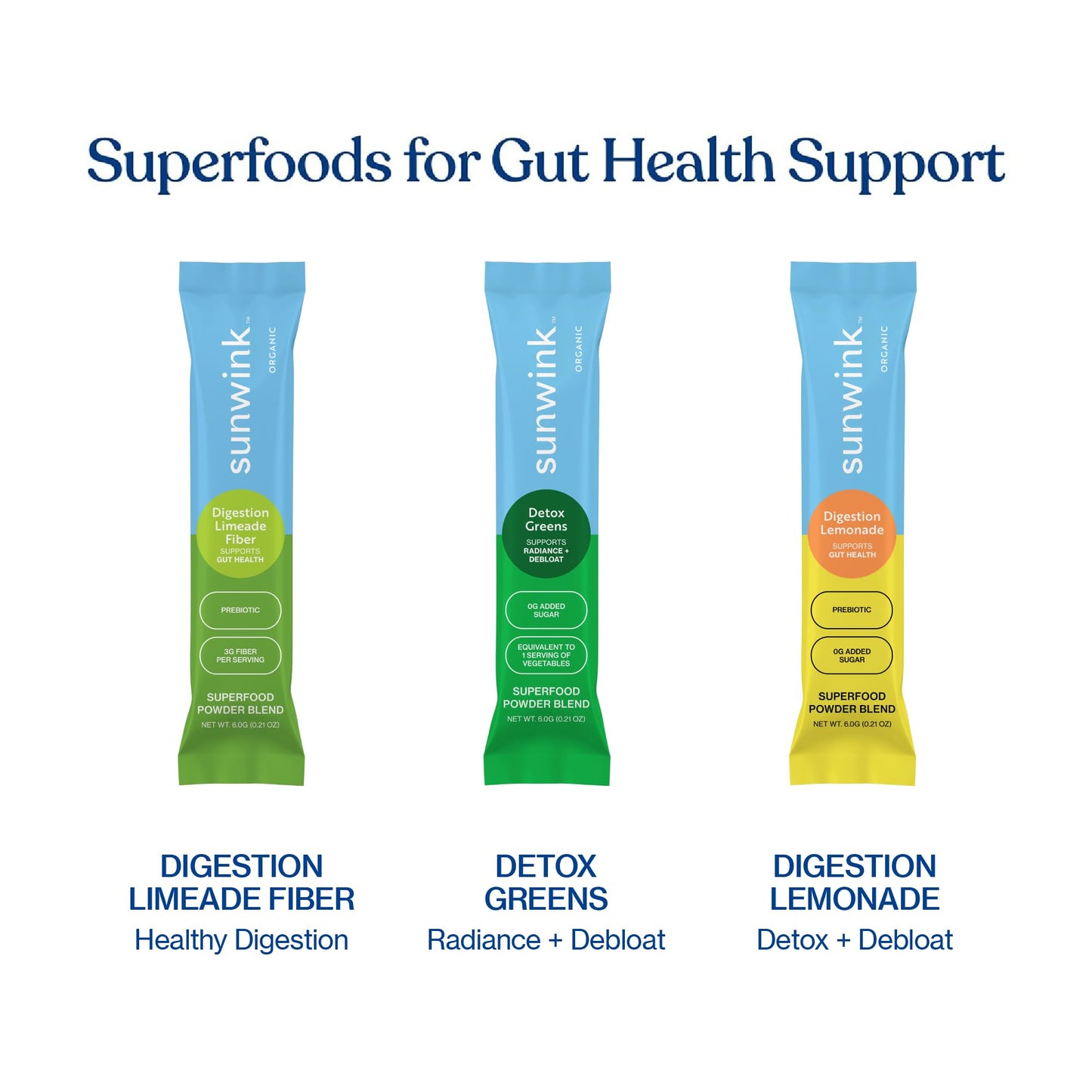 Sunwink Detox Greens Powder for Digestive Support, Plant-Based Superfoods & Adaptogens, Pack of 15