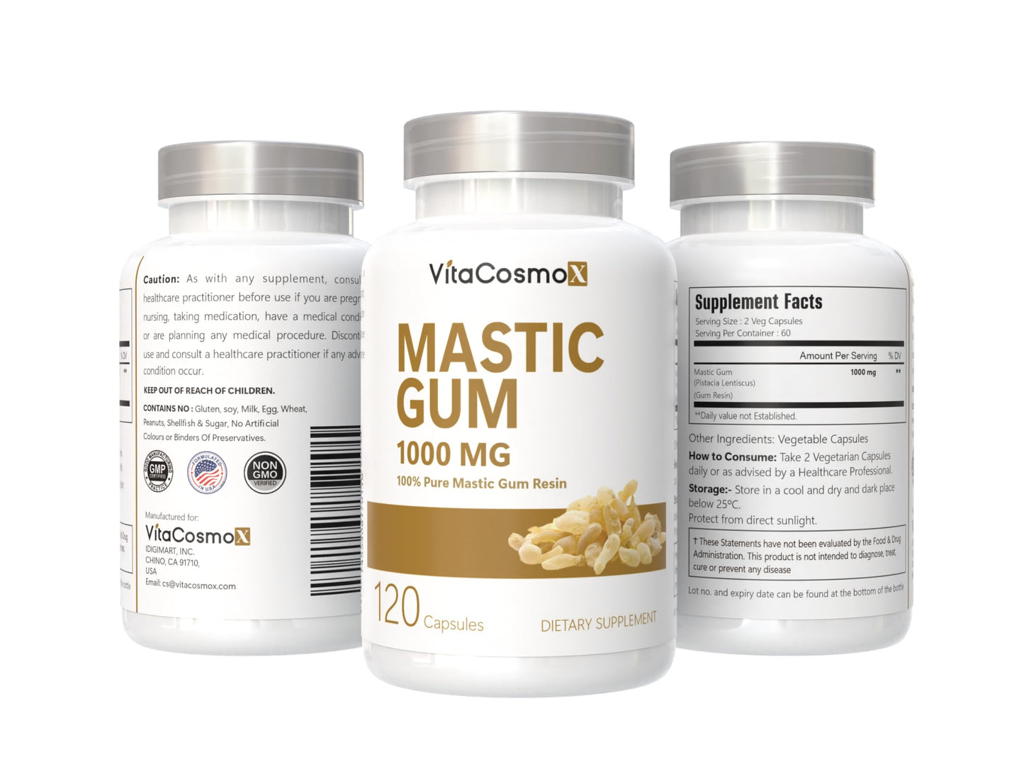 VitaCosmoX Mastic Gum Capsules, 1000 mg, 120 Capsules