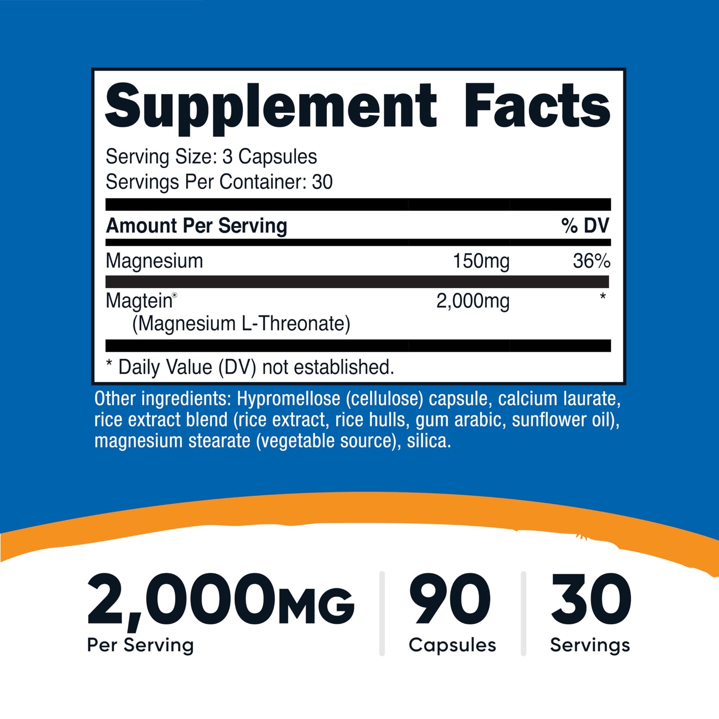 Nutricost Magtein Magnesium L-Threonate 2000mg Capsule, 90 Count