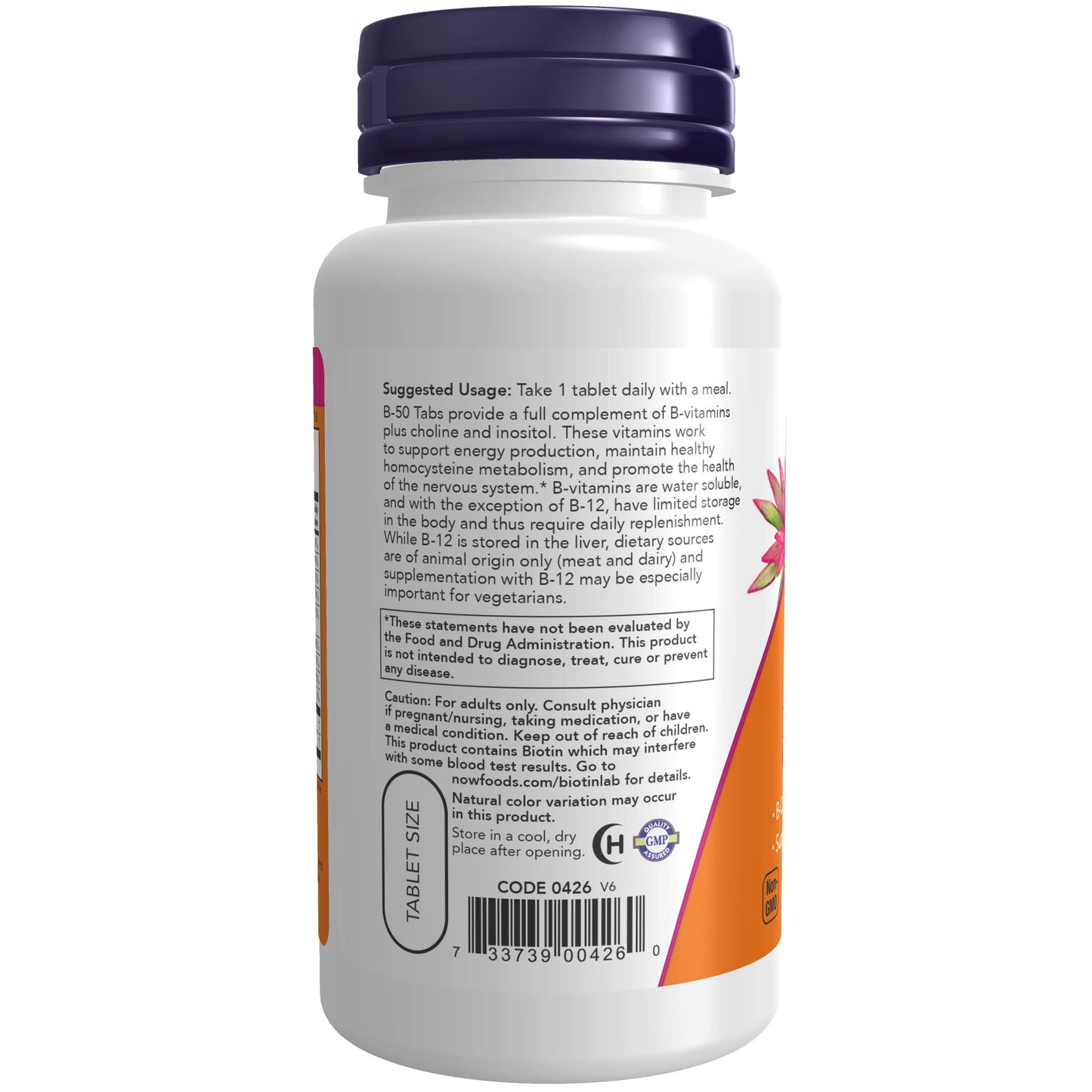 NOW Vitamin B-50 mg Tablets, 200 Tablets