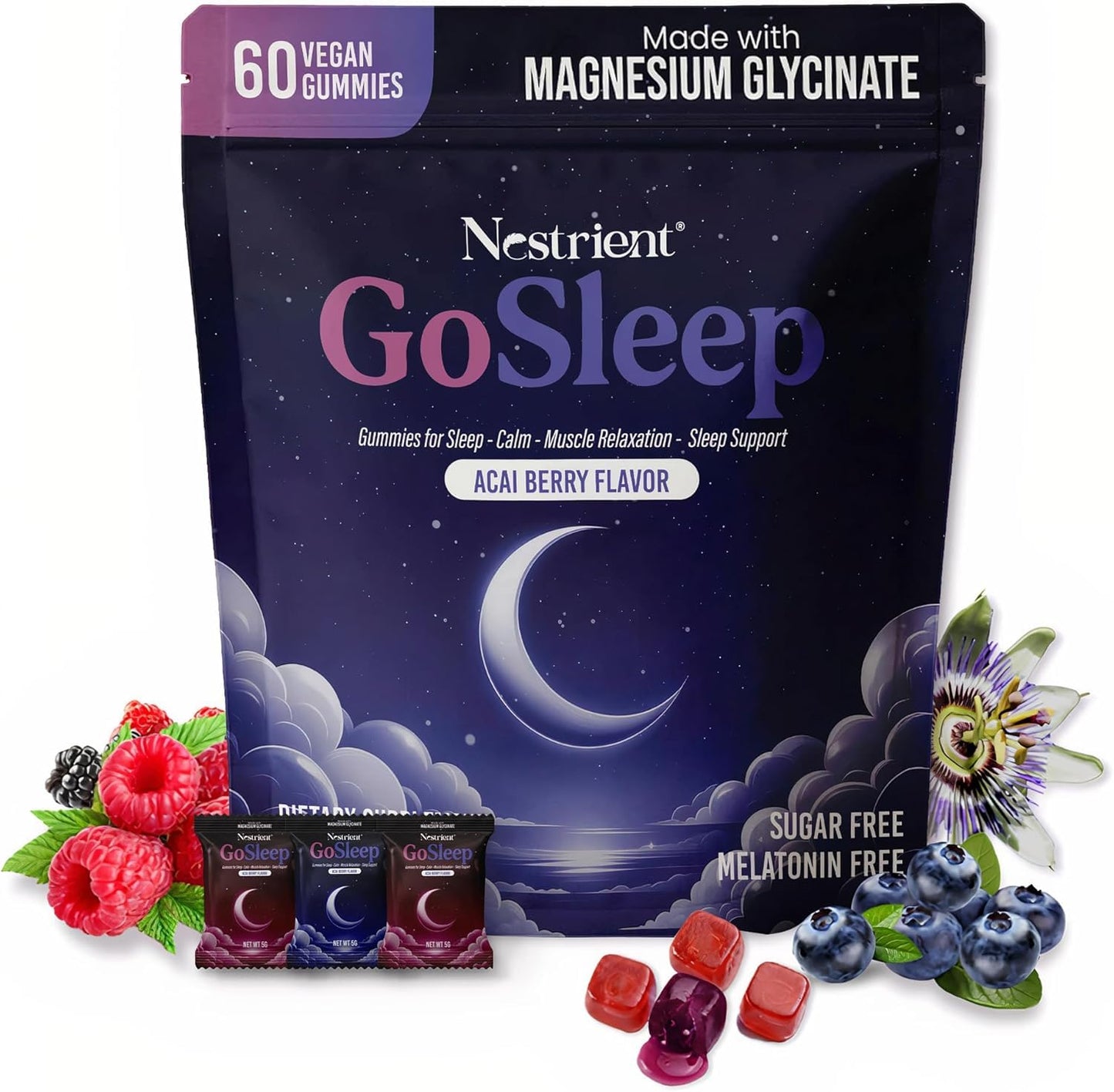 Nestrient GoSleep Magnesium Glycinate Gummy, 60 Count