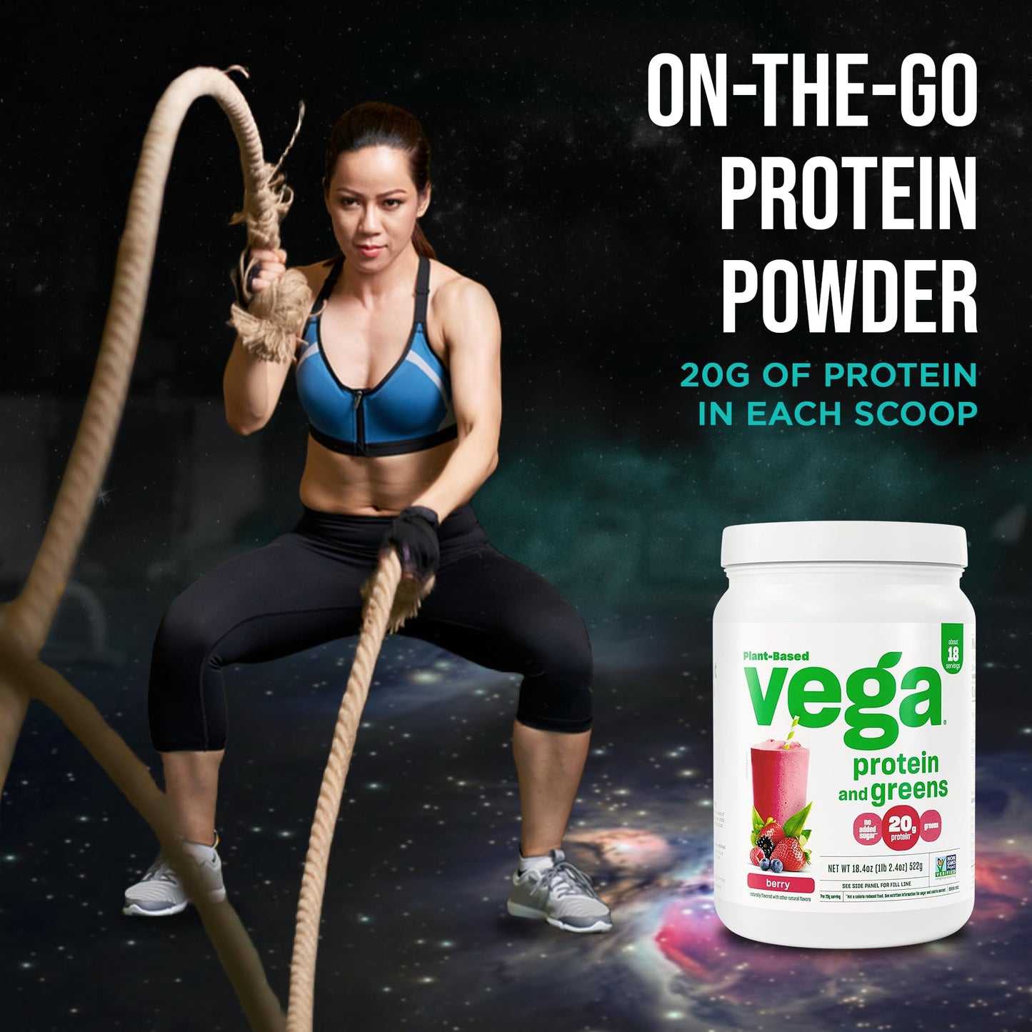 Vega Premium Protein + Supergreens Berry Protein Powder, 18.4 oz