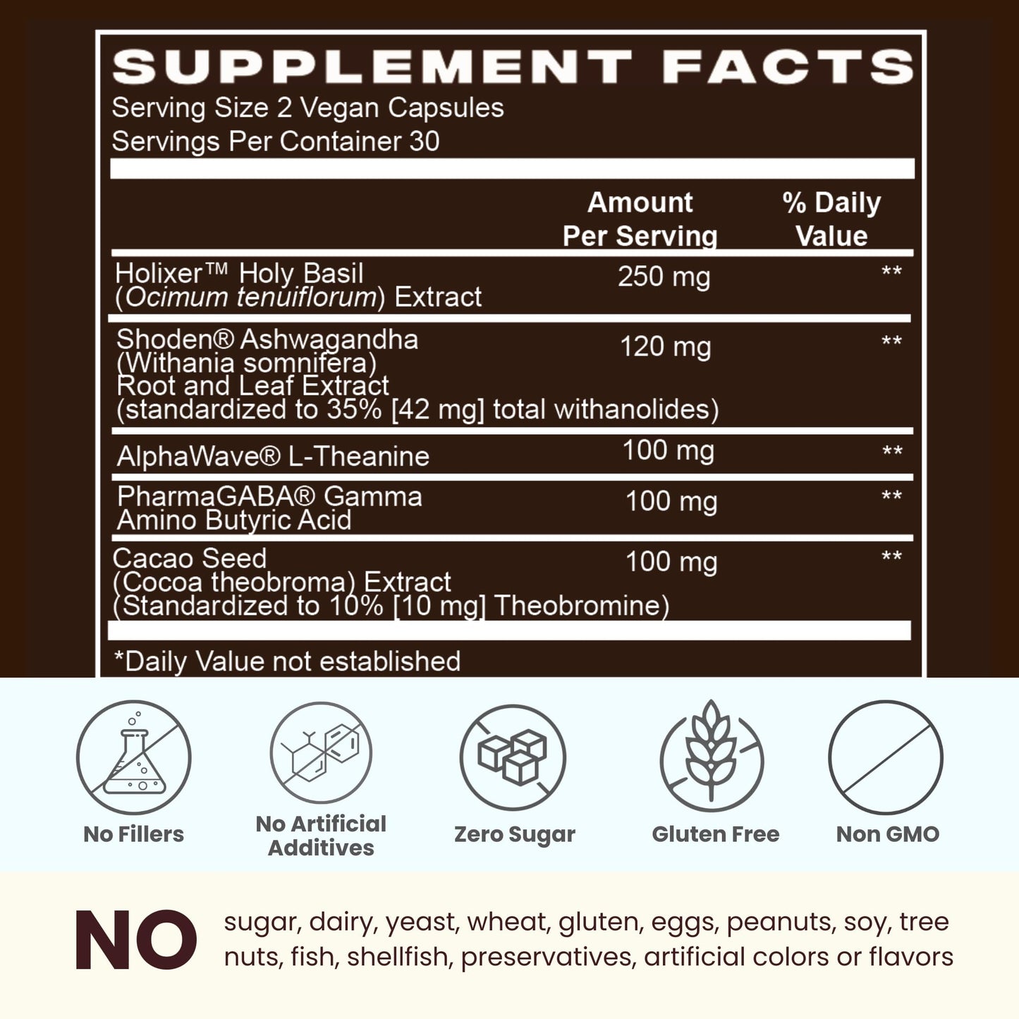 HUA Wellness Stress Support Adaptogens Capsules, 60 Capsules