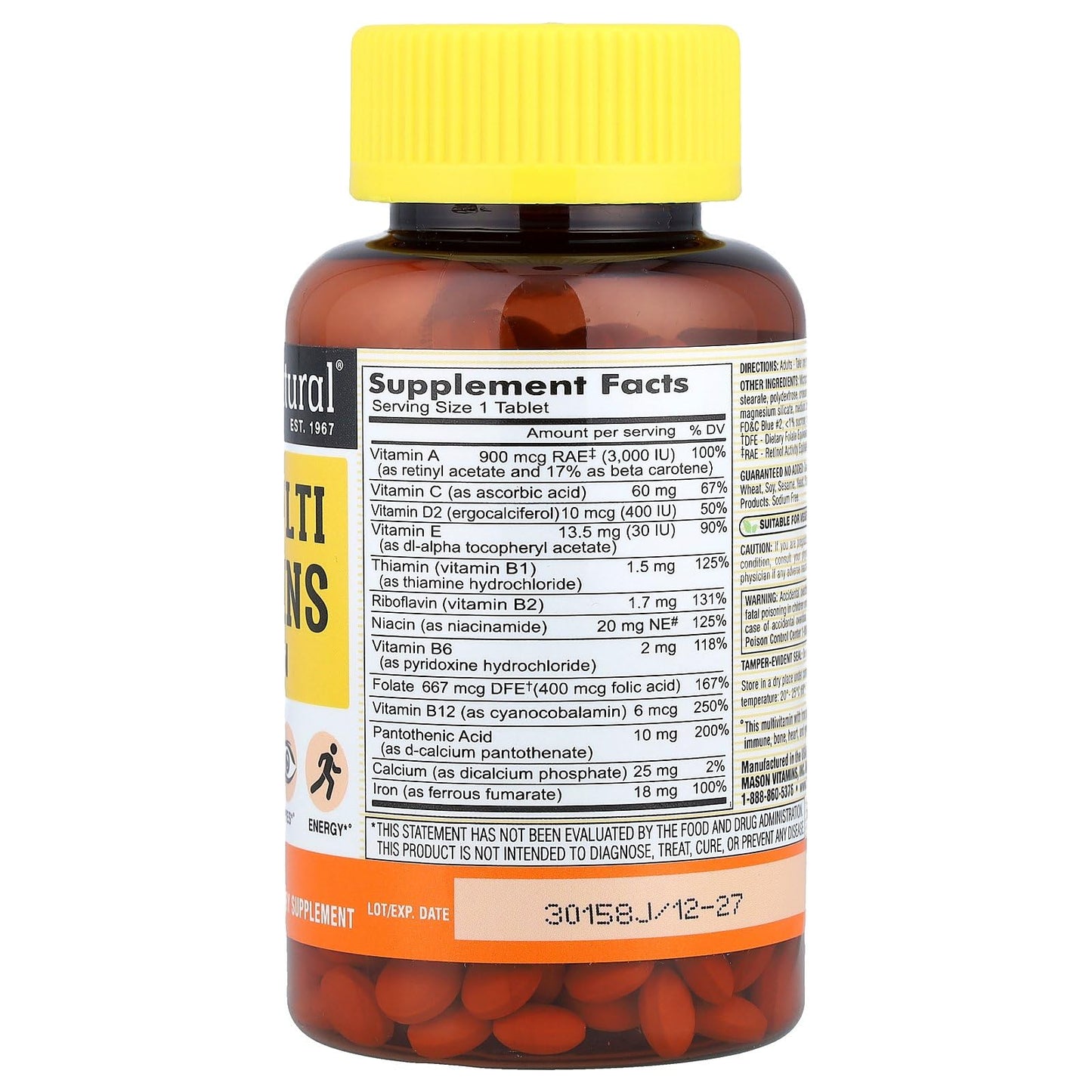 Mason Natural Daily Multiple Vitamins With Iron Tablet 1