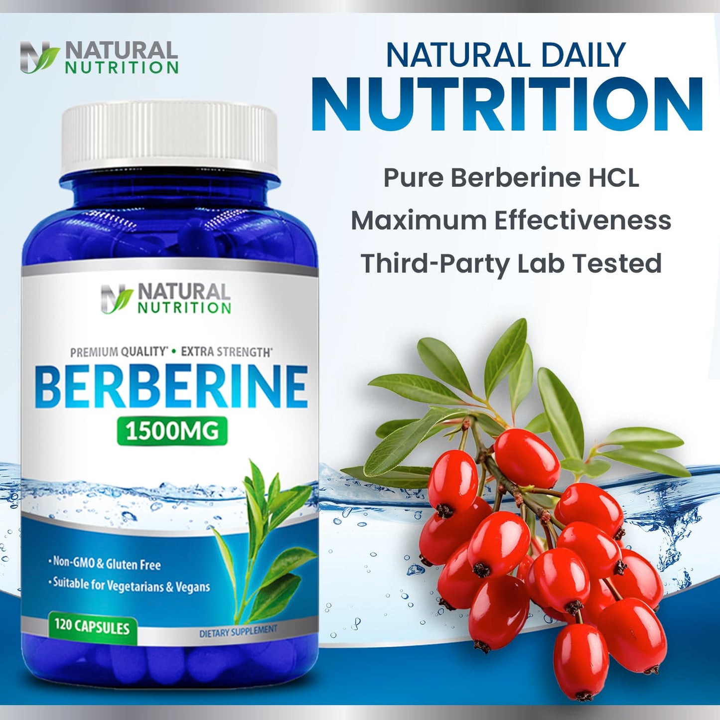 Generic Berberine HCL 1500mg Capsule, 120 Count