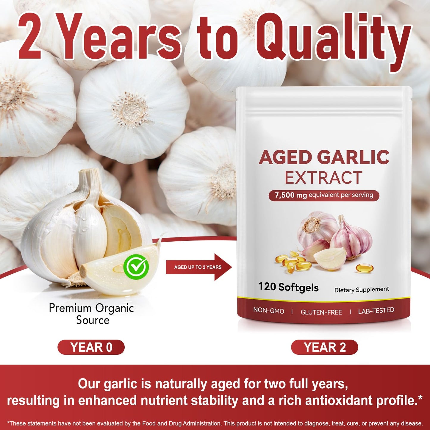 USBSREGARDS Aged Garlic Extract Capsules with Magnesium, Vitamin B1 & B9, 120 Capsules