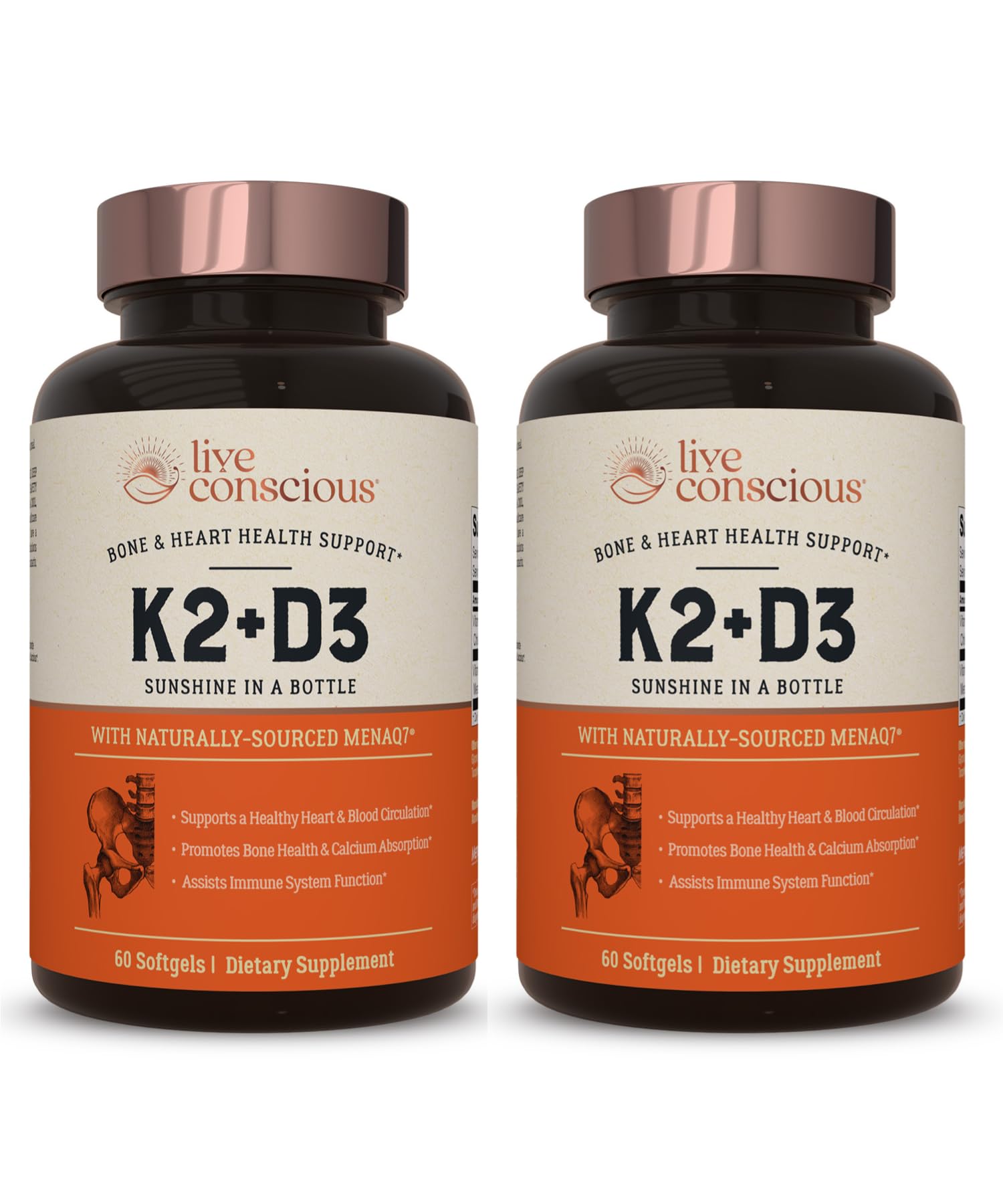 Live Conscious Vitamin K2 MK7 with D3 Softgel 120 Count